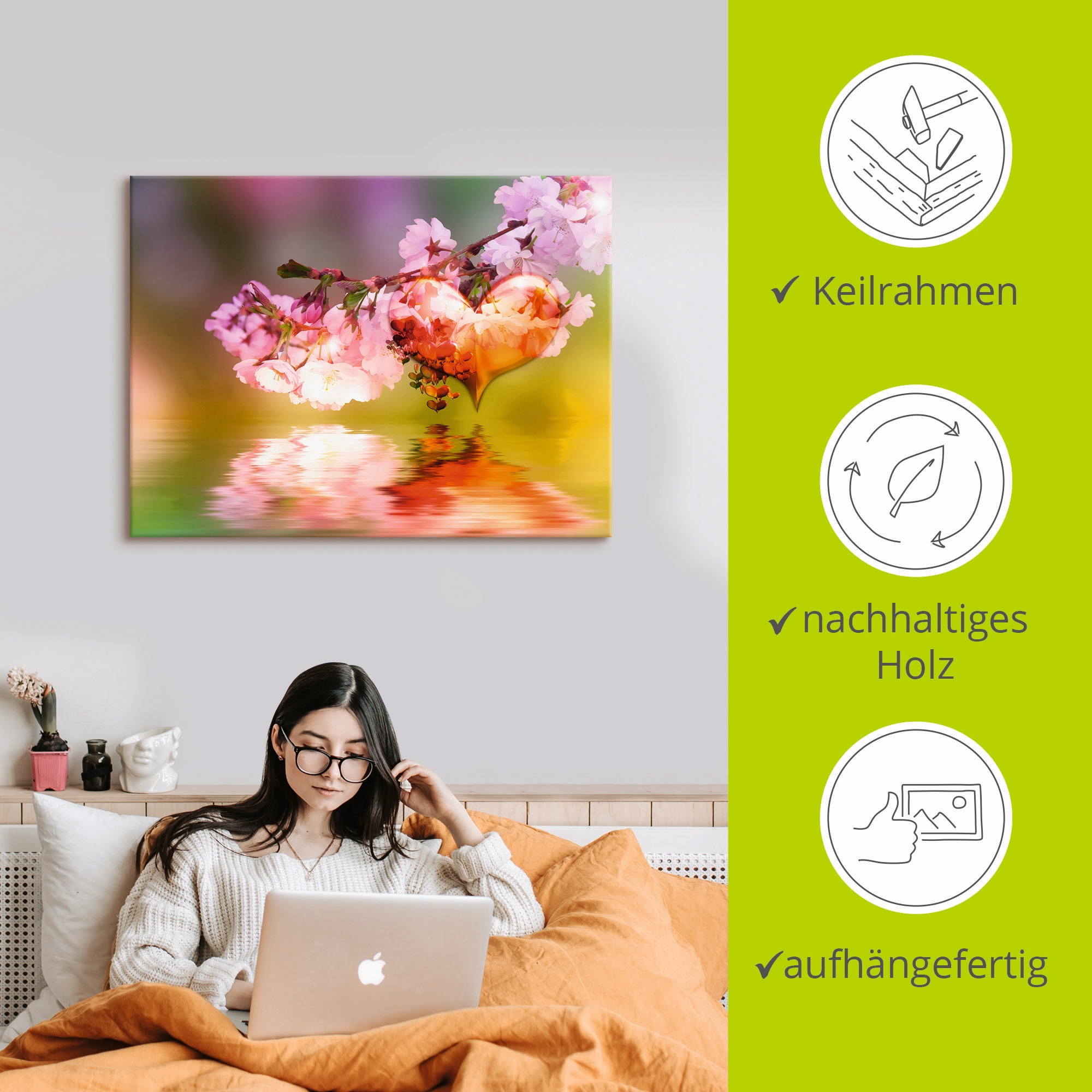 Artland Leinwandbild »Frühlingsherz«, Arrangements, (1 St.), auf Keilrahmen gespannt