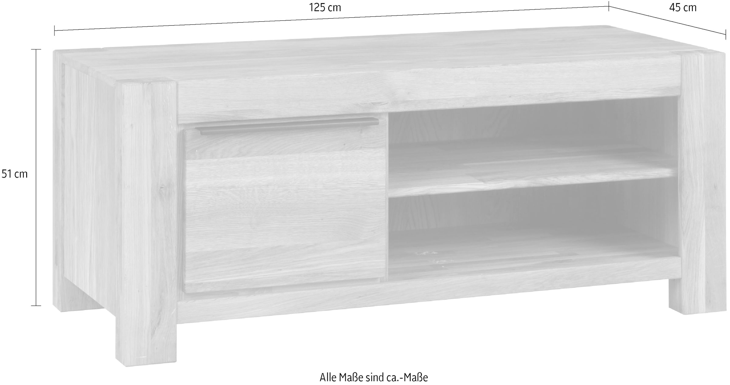 Home affaire Lowboard 2 offene Fächer, 2 Holztüren inkl. Dämpfer, teilmassiv