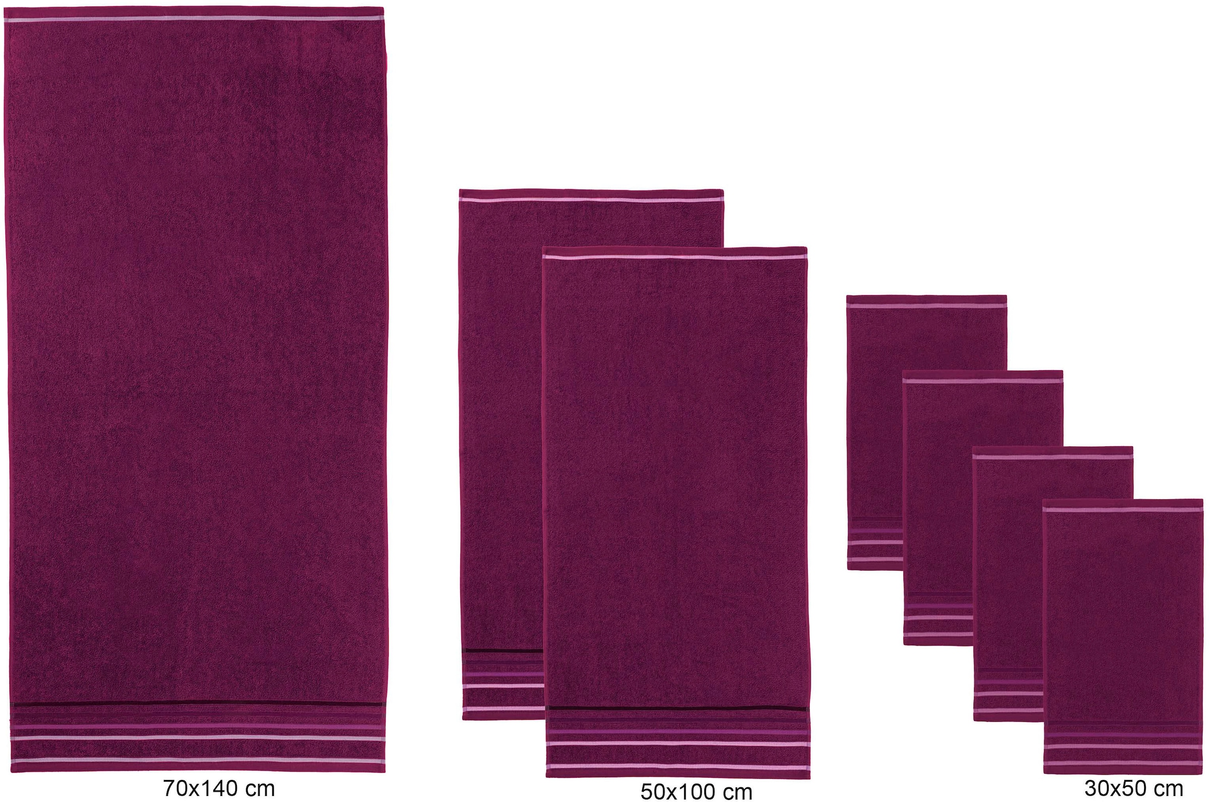 my home Handtuch Set »Niki, Duschtuch, Handtücher und Gästetücher« Set Walkfrottee Handtücher mit mehrfarbiger Streifenbordüre, aus 100% Baumwolle, weich