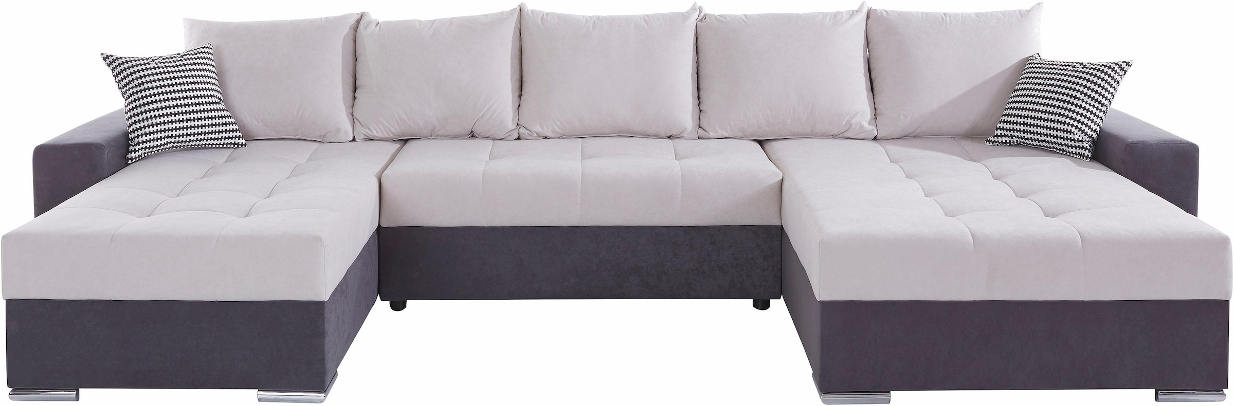 COLLECTION AB Wohnlandschaft »XXL-Josy U-Form, Breite 333 cm, mit 2 Recamieren 77 & 97 cm«, inkl. Bettfunktion, Bettkasten, mit 5 gleich großen Rückenkissen