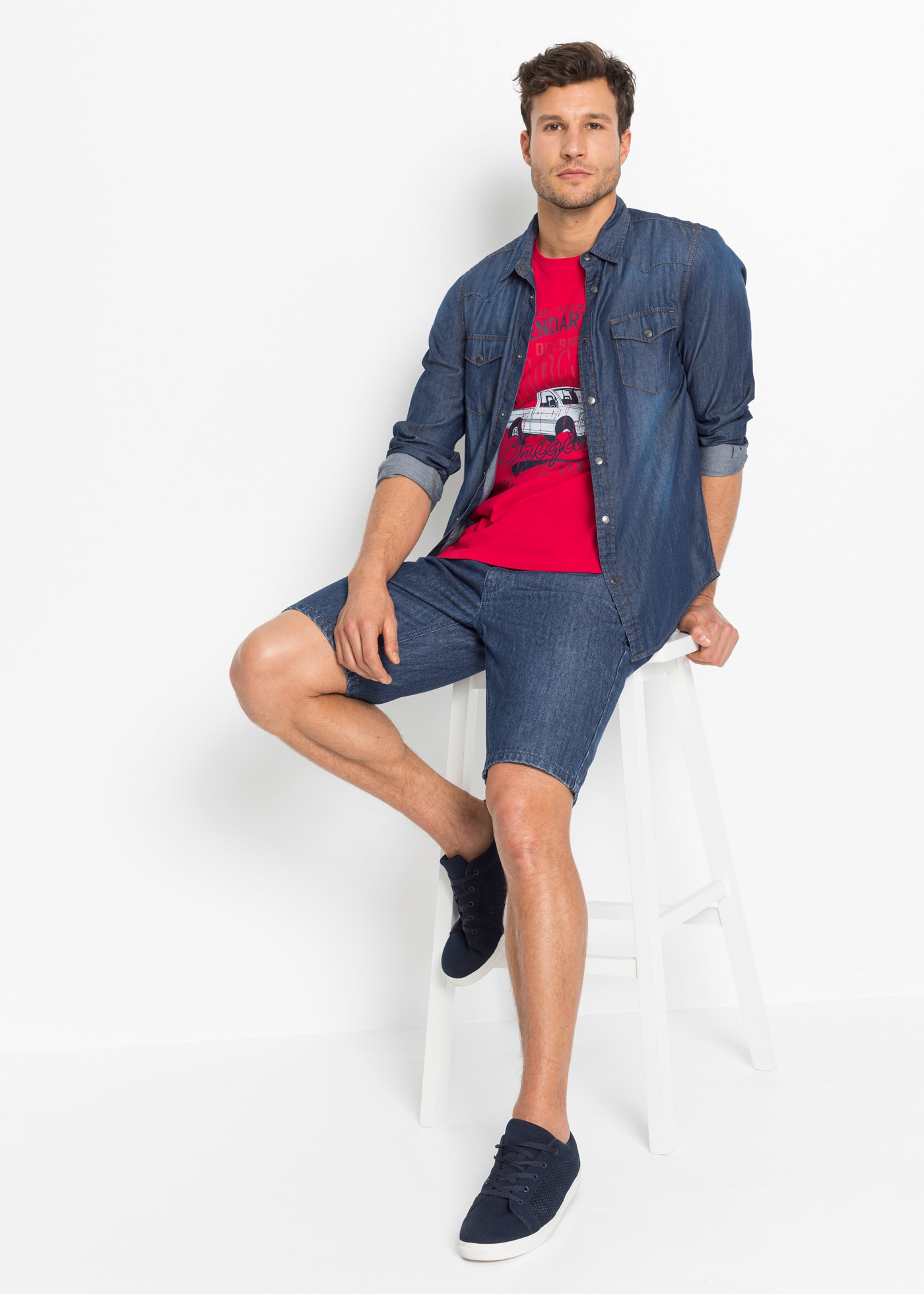 bonprix T-Shirt Packung, 3 regular fit, kurze Ärmel, aus Baumwolle