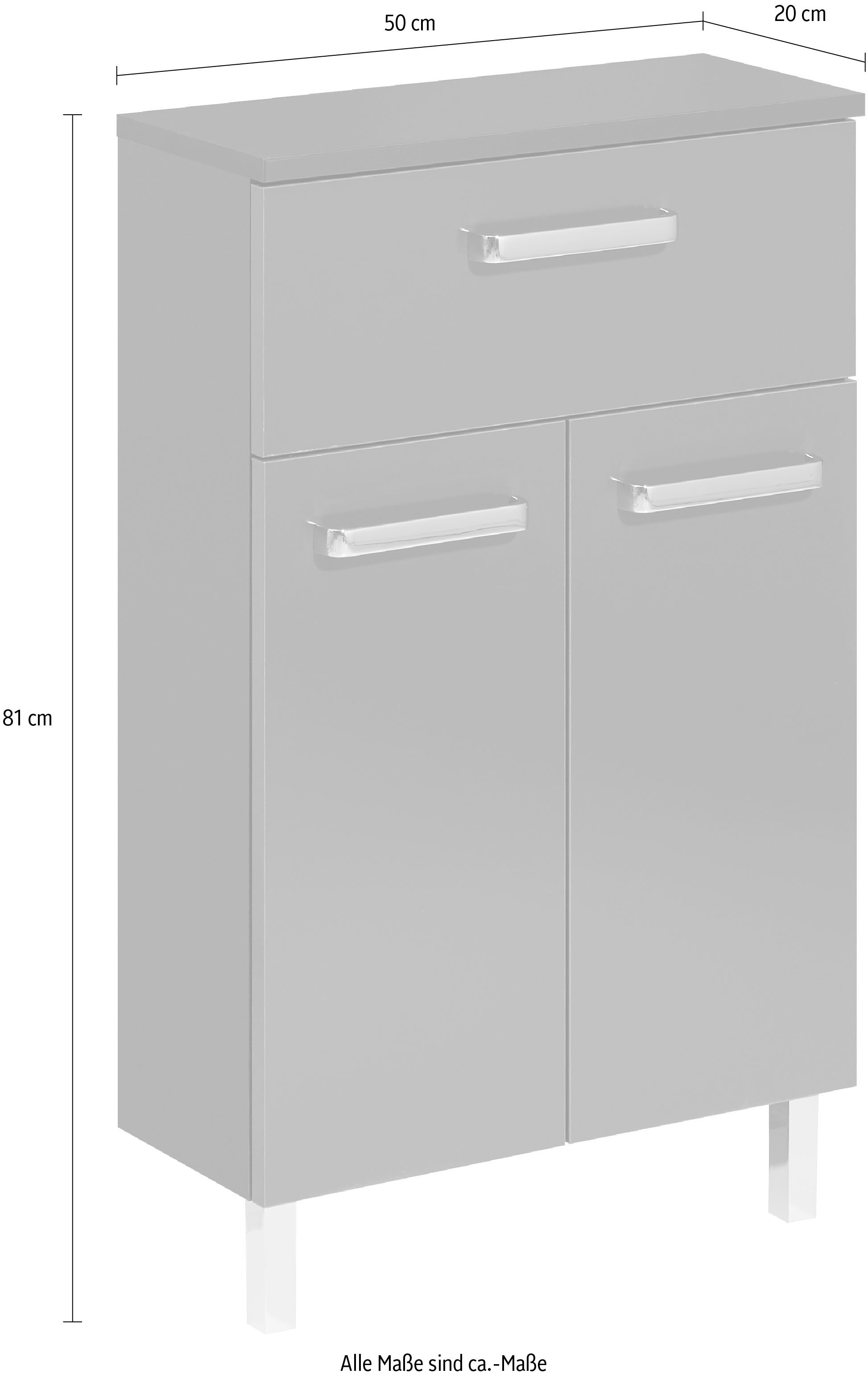 Saphir Unterschrank »Quickset Badschrank mit 2 Türen, 1 Schublade, 50 cm breit« Badezimmer-Unterschrank inkl. Türdämpfer, Griffe in Chrom Glanz