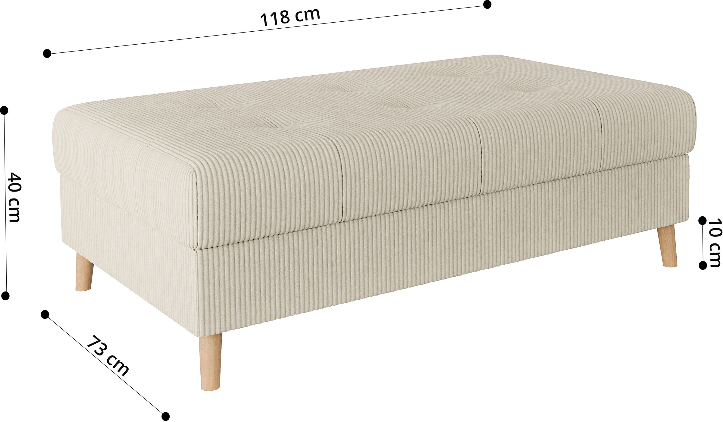 Home affaire Polsterhocker »CHARRE XXL, Steppung im Sitzbereich, Maße: B/T/H: 118/73/40 cm«, passend zur Serie CHARRE, auch in Cord und Bouclé