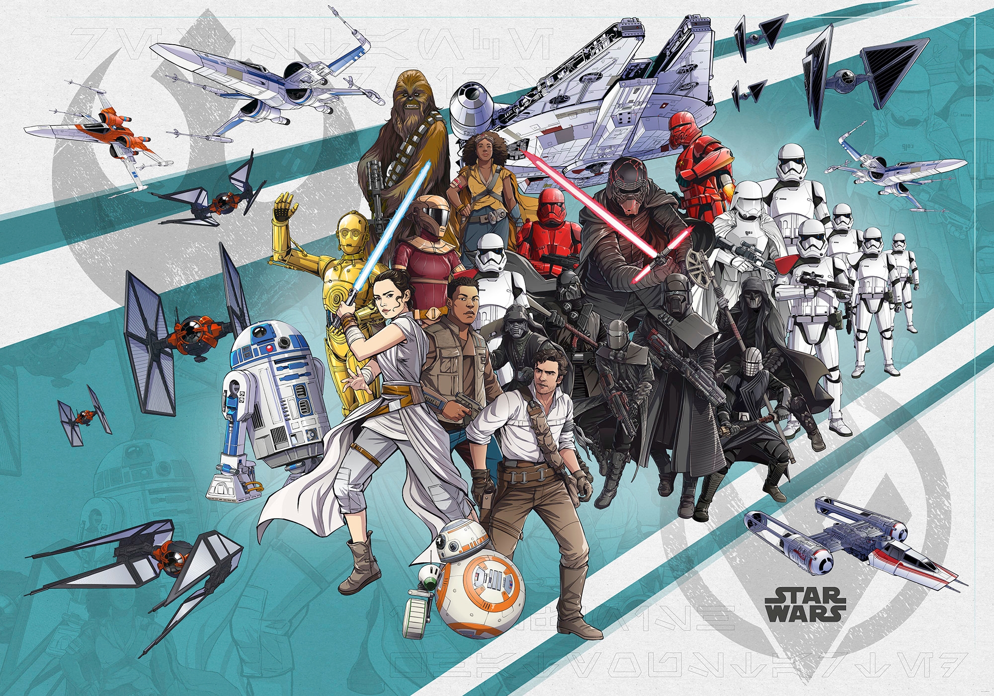 Komar Vliestapete »Star Wars Cartoon Collage Wide«, 400x280 cm (Breite x  Höhe) online kaufen | mit 3 Jahren XXL Garantie