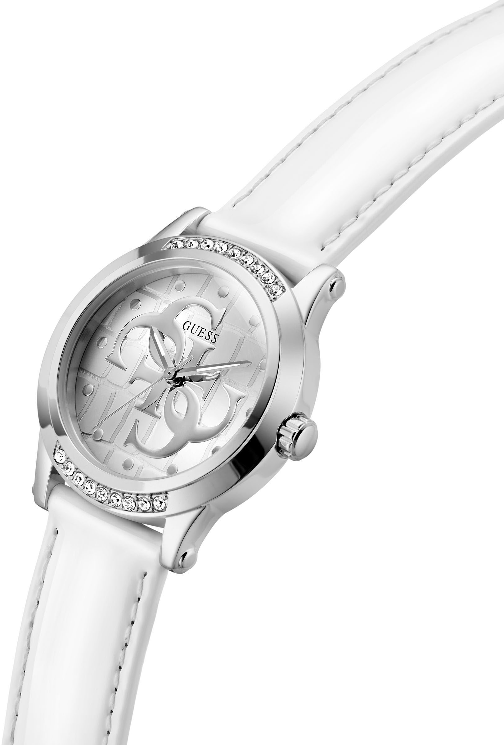 Guess Quarzuhr »ANNETTE« Armbanduhr, Damenuhr, Lederarmband