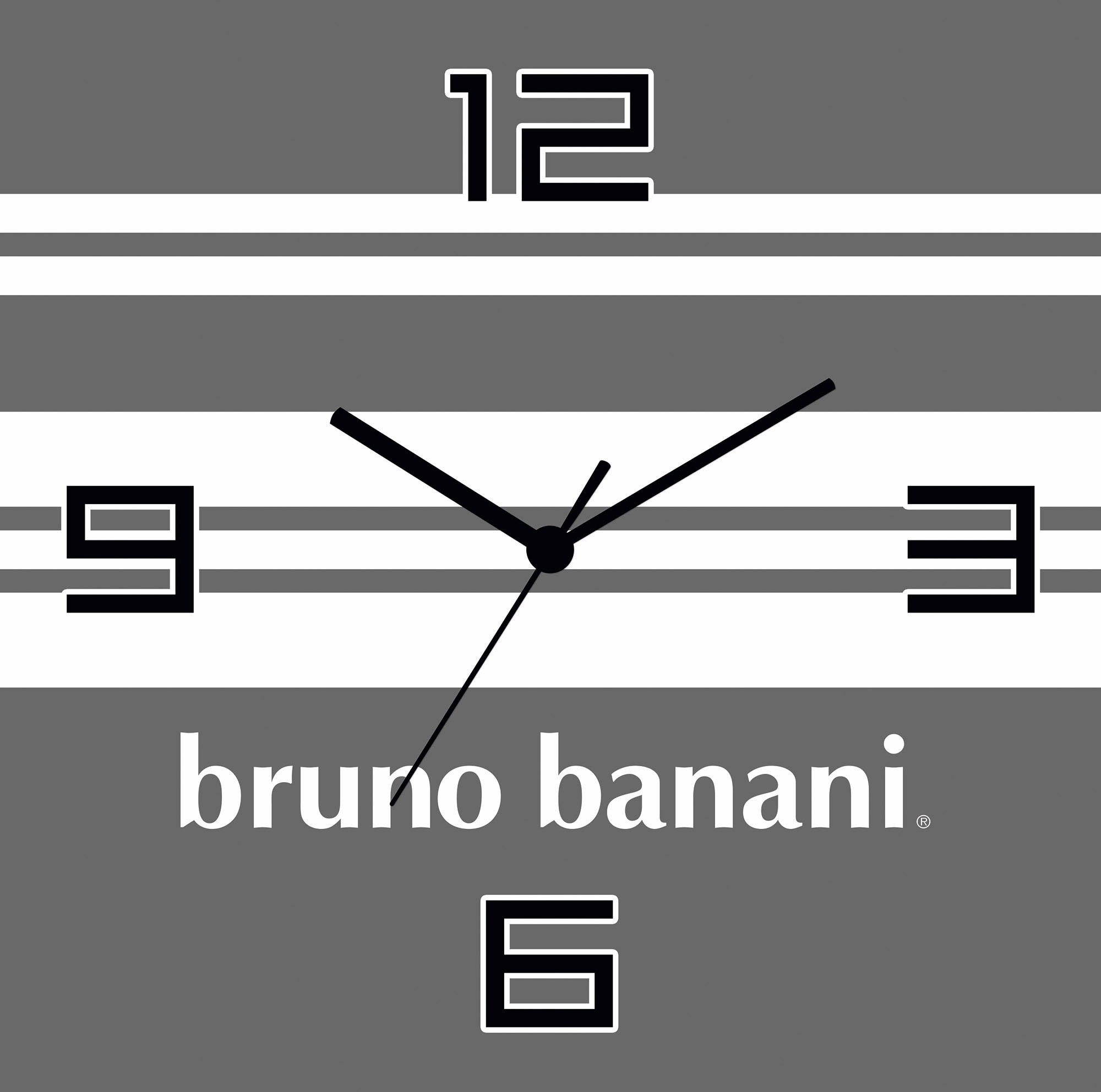 Bruno Banani Wanduhr »Stripes auf Alu« wahlweise mit Quarz- oder Funkuhrwerk, lautlos ohne Tickgeräusche