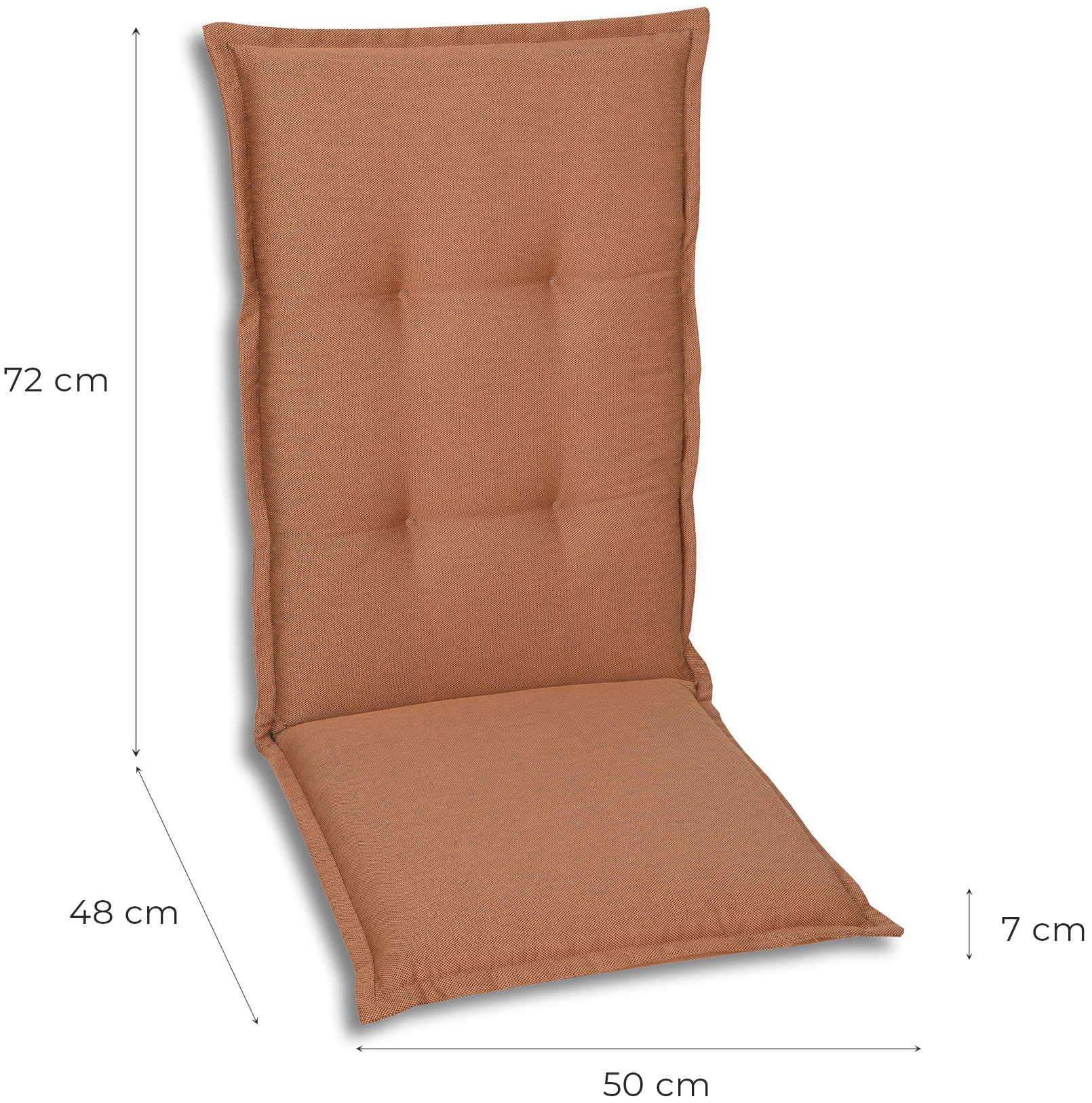 GO-DE Hochlehnerauflage, Maße ca.: 50 cm x 120 cm x 7 cm