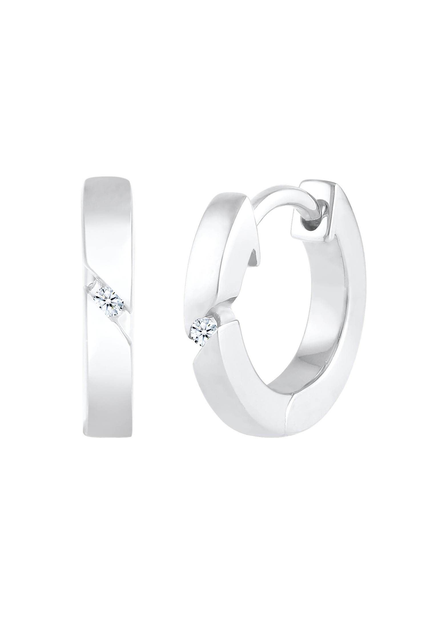 Elli DIAMONDS Paar Creolen »Ohrringe Creolen Basic Diamant (0.03 ct.) 925 Silber«
