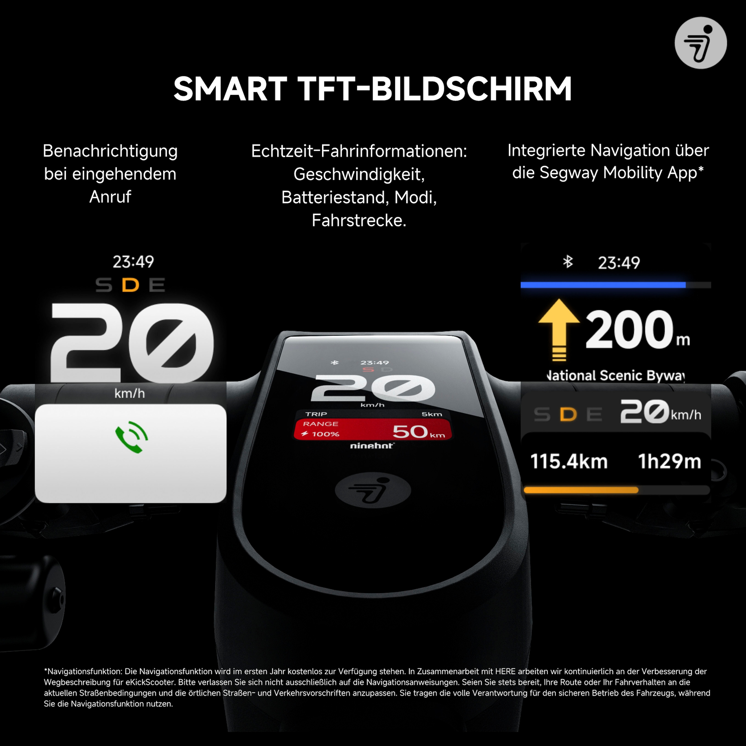 ninebot by Segway E-Scooter »MAX G3 D«, mit Straßenzulassung, 80 km Eco Modus Reichweite, Ladezeit 3,5h