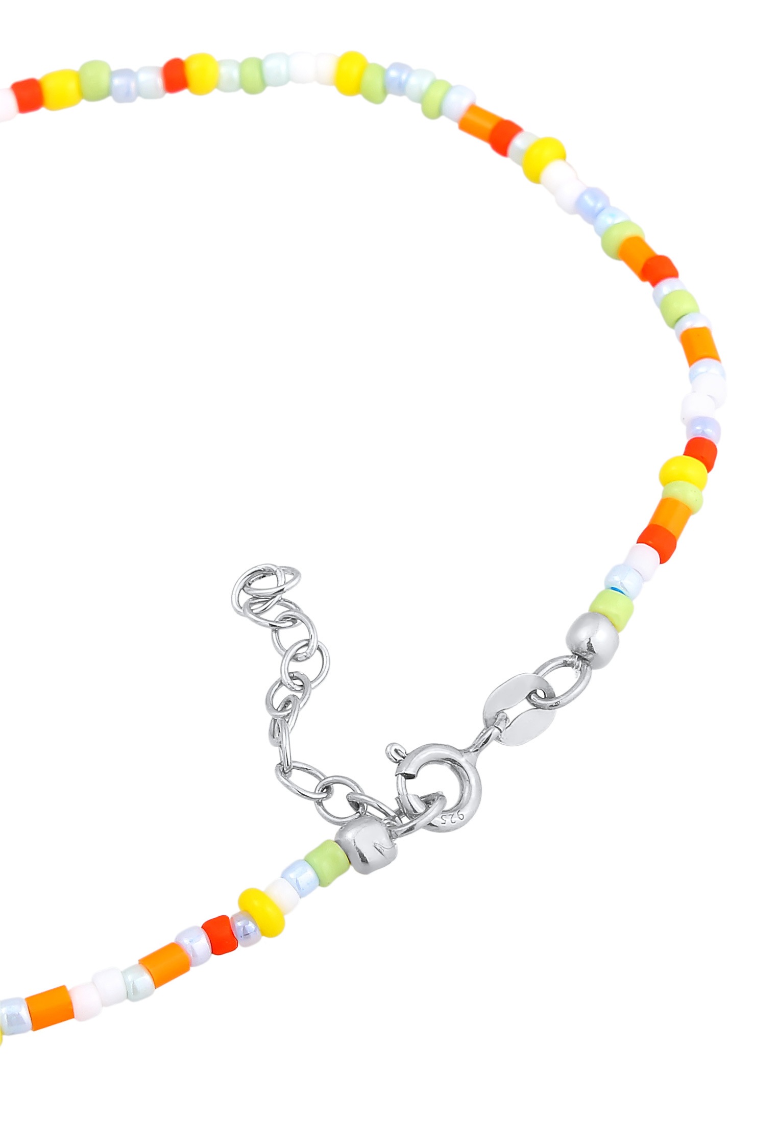 Elli Fußkette »Fußschmuck Peace Frieden Symbol Glas Beads Bunt 925 Silber«