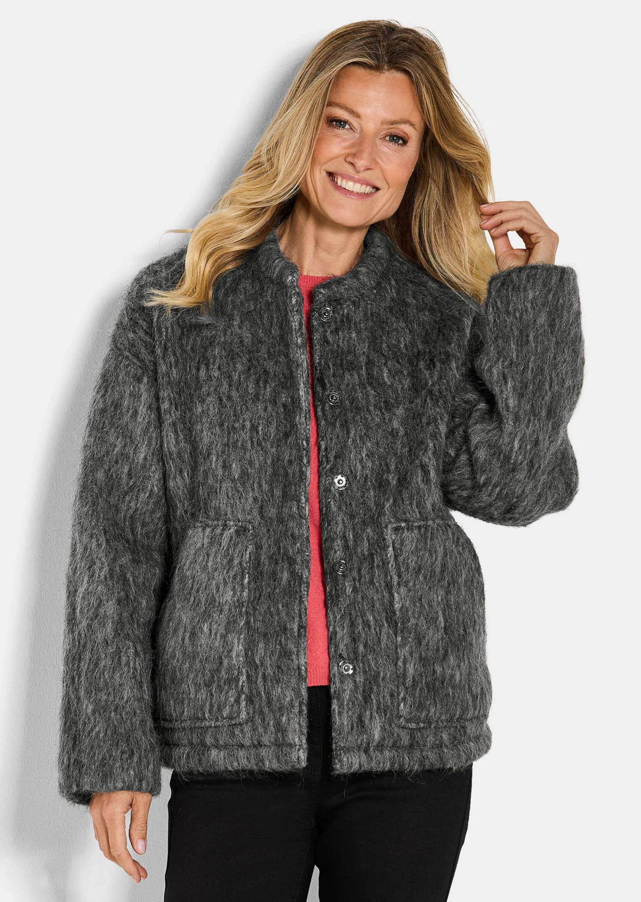 GOLDNER Kurzjacke »Warme Wolljacke in melierter Optik« Mit großen, aufgesetzten Taschen