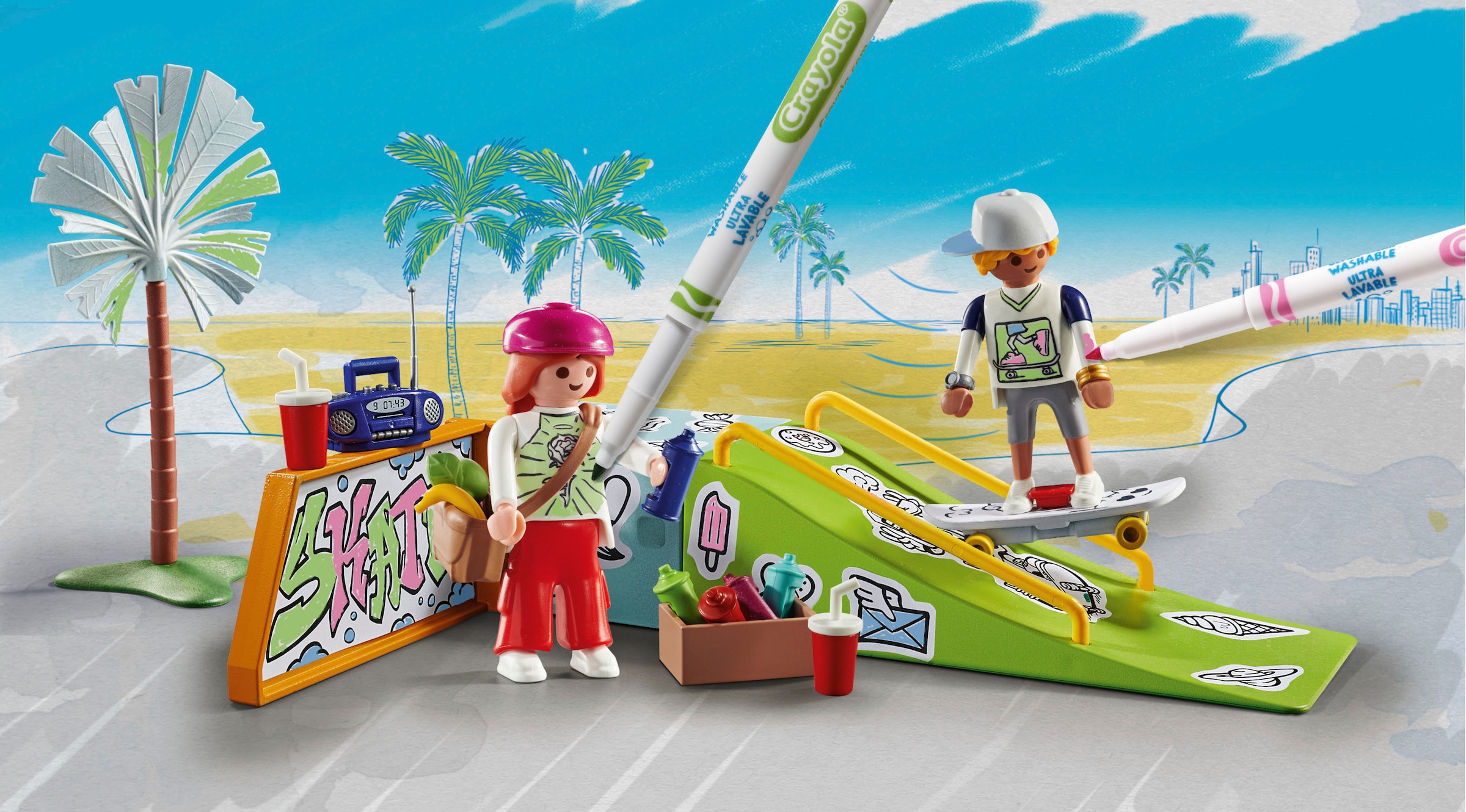 Playmobil® Konstruktions-Spielset »Skatepark (71515), Color«, (44 St.), Made in Europe