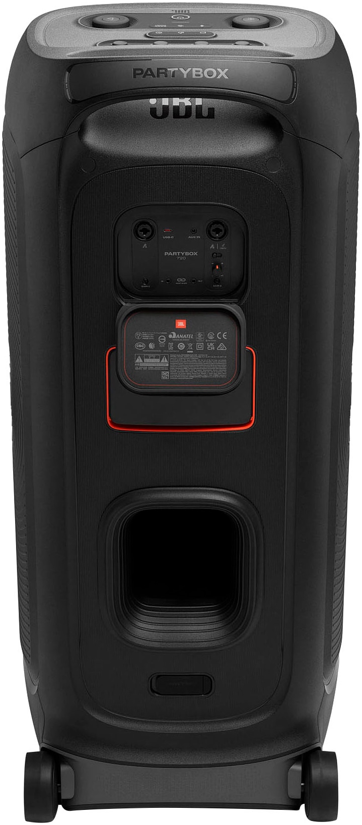 JBL Party-Lautsprecher »PARTYBOX  720« Stereo (Bluetooth App-Steuerung | Automatische Abschaltung | Beleuchtungseffekte | DJ-Funktionen | Equalizer | Extra Bass | Kabellos | Karaoke-fähig | LED Licht (WRGB) | Outdoor-Modus | Transportrollen 800 W)