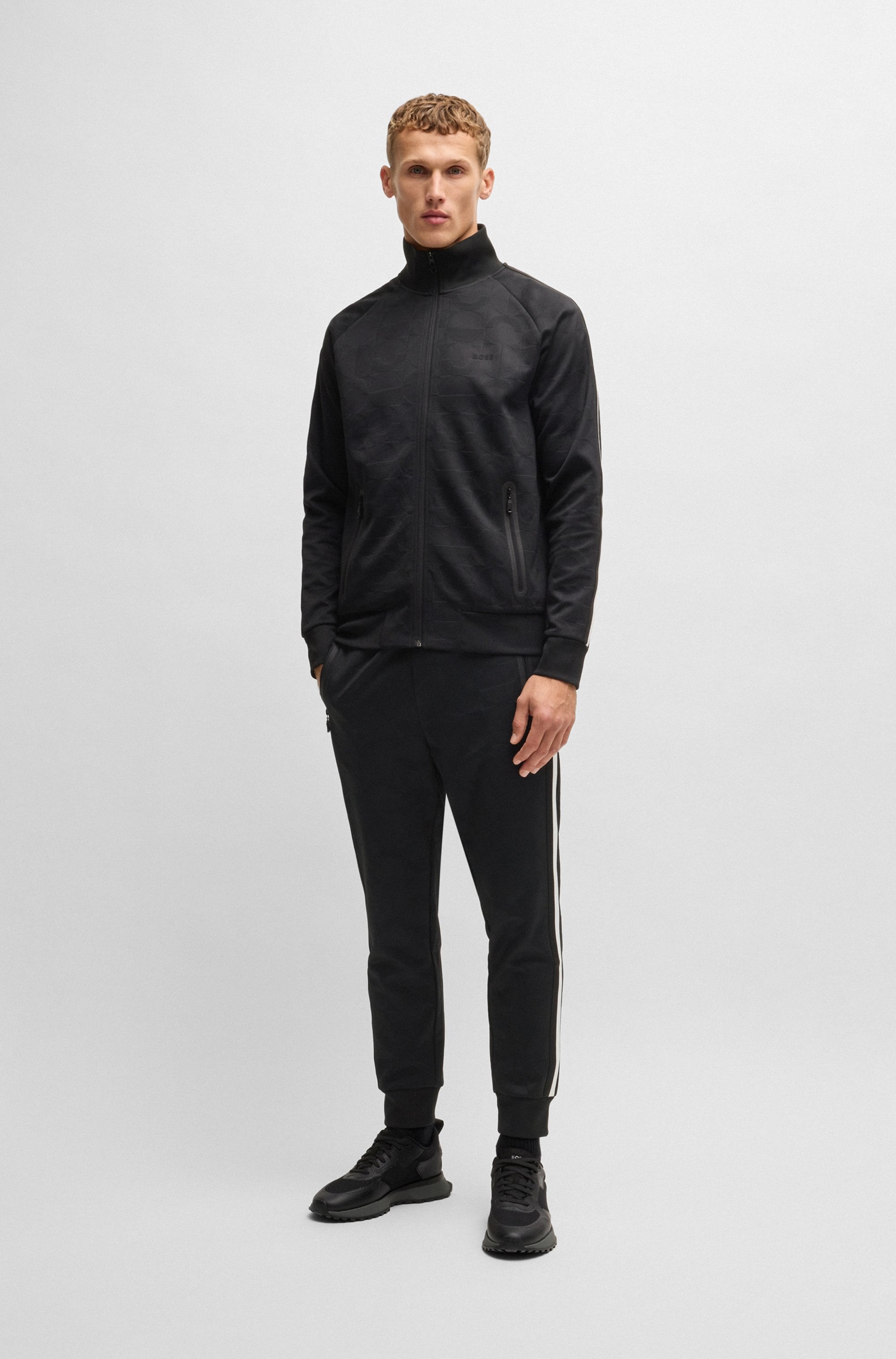 BOSS GREEN Sweatjacke »Skarley Strip«, mit dezentem Muster