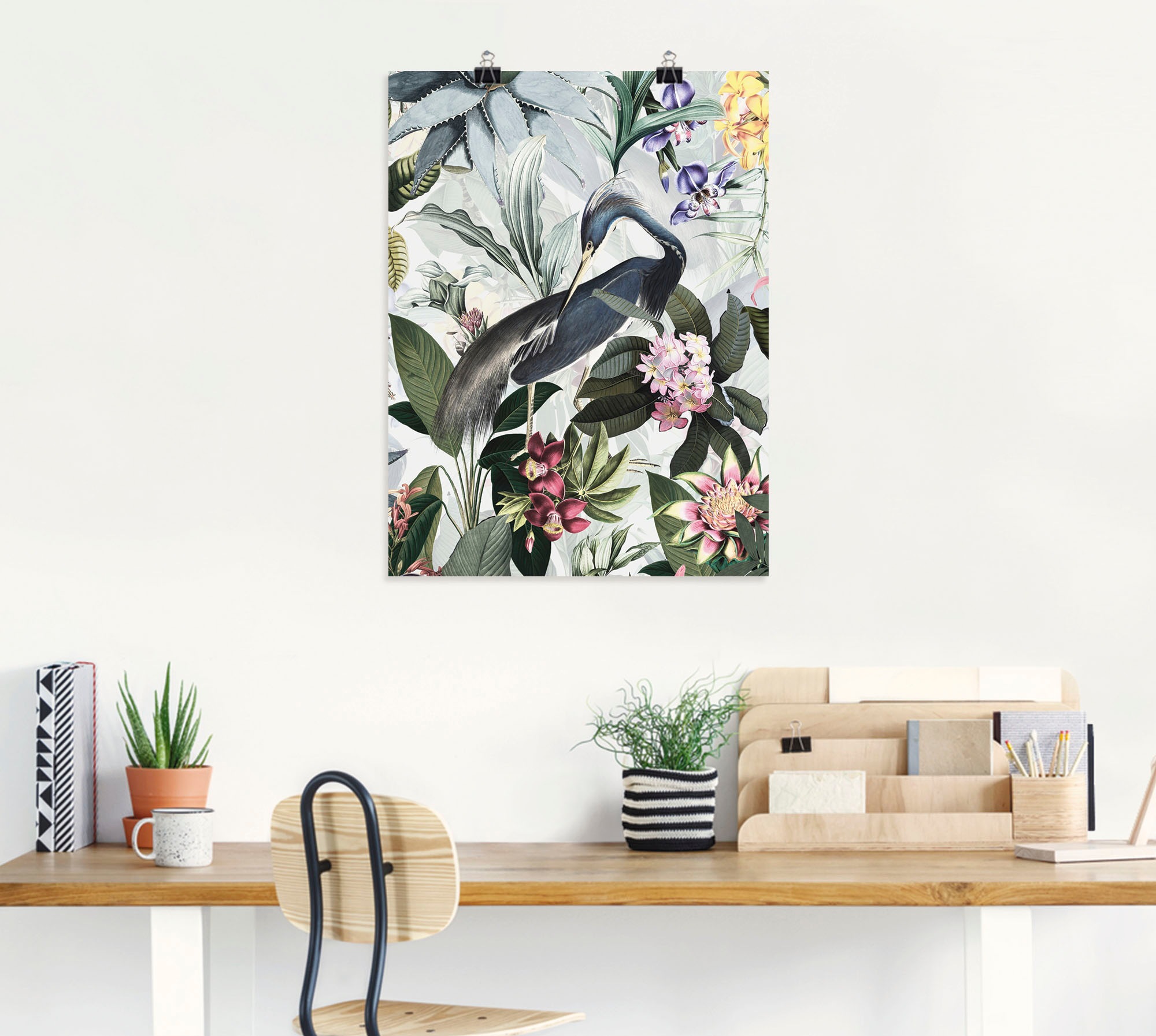 Artland Poster »Vintage Kranich« Vogelbilder 1 Stk. tlg. ohne Rahmen