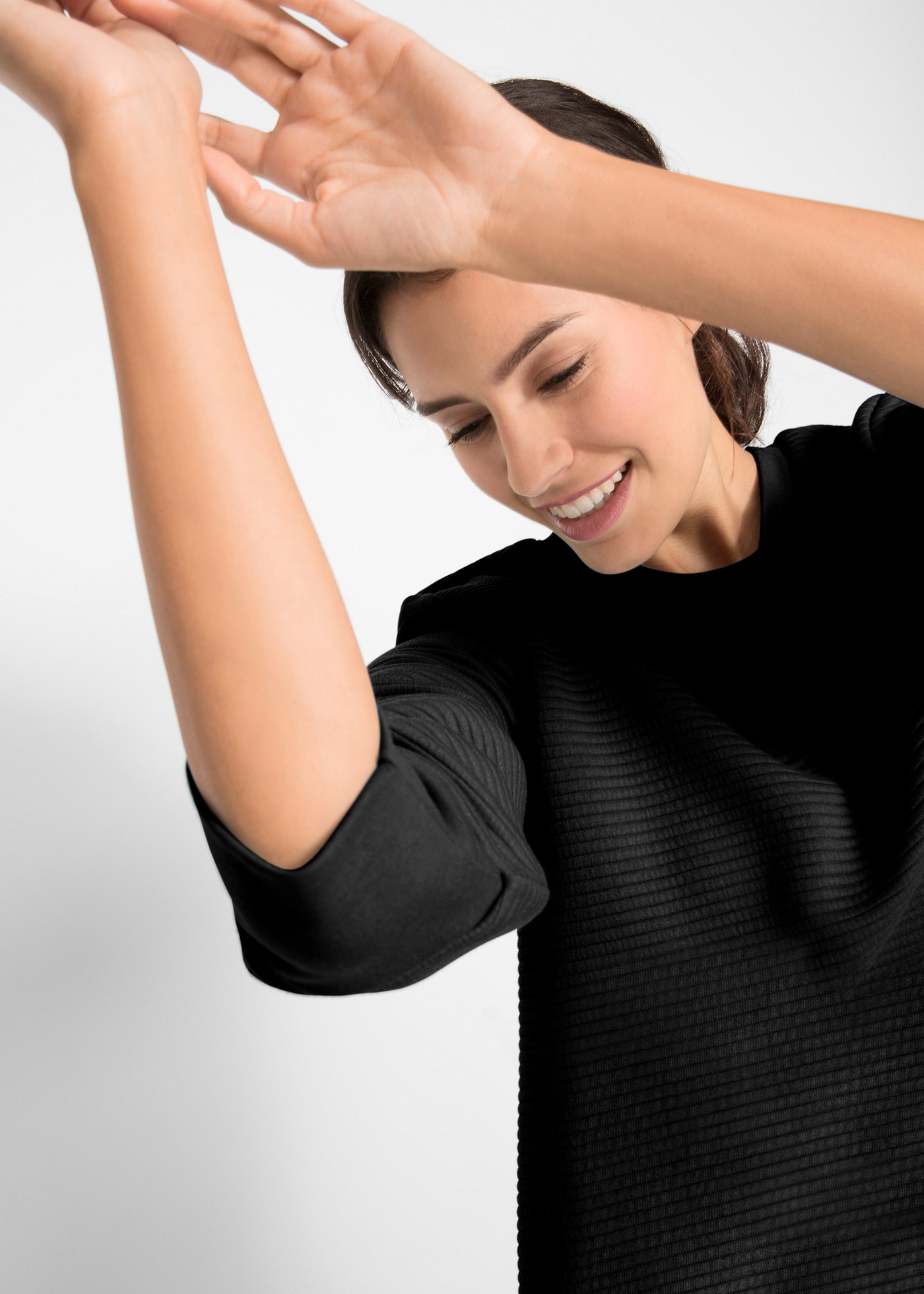 bonprix Sweatshirt , langer Schnitt, mit U-Bootausschnitt, mit Ballonärmeln
