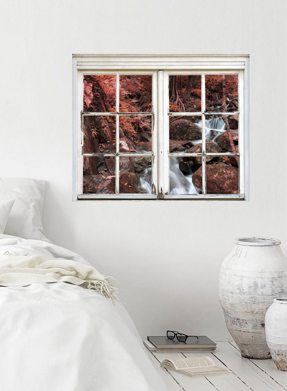 queence Wandsticker »Fluss im Wald« Wandsticker, Wandbild, selbstklebend, 3D, Fenster