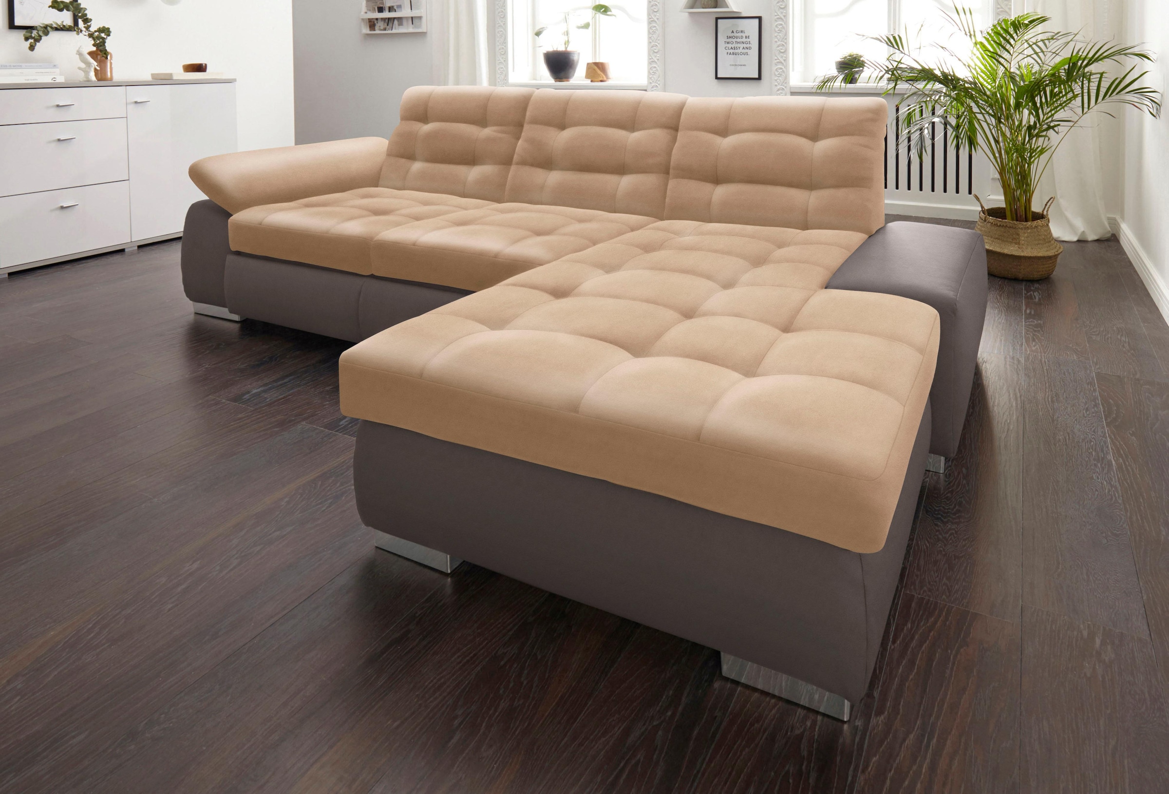 sit&more Ecksofa »Ontario L-Form«, XXL, wahlweise mit Bettfunktion