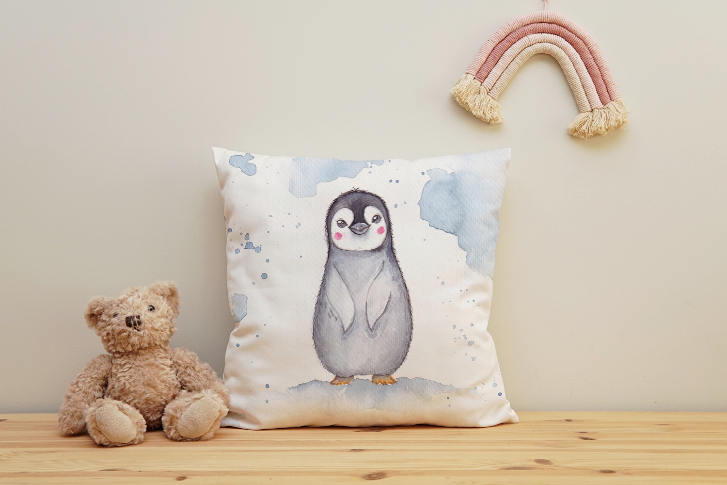 queence Dekokissen »Pinguin Baby«, Kissenhülle mit HD Premium Druck, geruchsneutral, 40x40cm