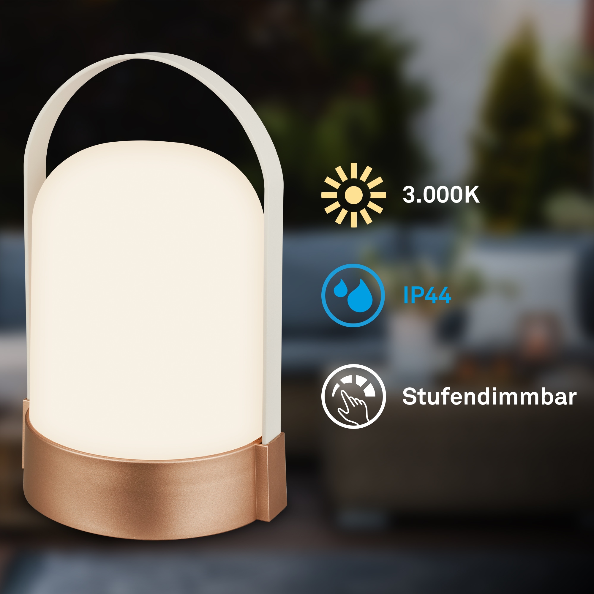 Briloner Leuchten LED Tischleuchte »ASA BIG« LED-Board 1 Stk. Warmweiß 14,5x13,5x24 cm, Indoor/Outdoor, Balkon, Terrasse, Wohnzimmer