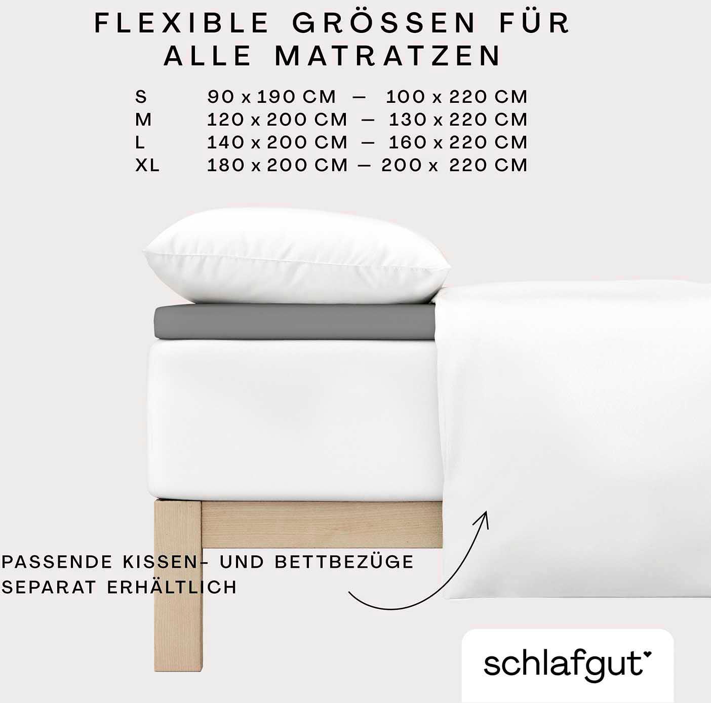 Schlafgut Spannbettlaken »PURE TOPPER in Gr. 90x200, 140x200 oder 180x200 cm, Laken für Topper«, aus 100% Bio-Baumwolle, für Matratzen bis 10 cm Höhe, Bettlaken