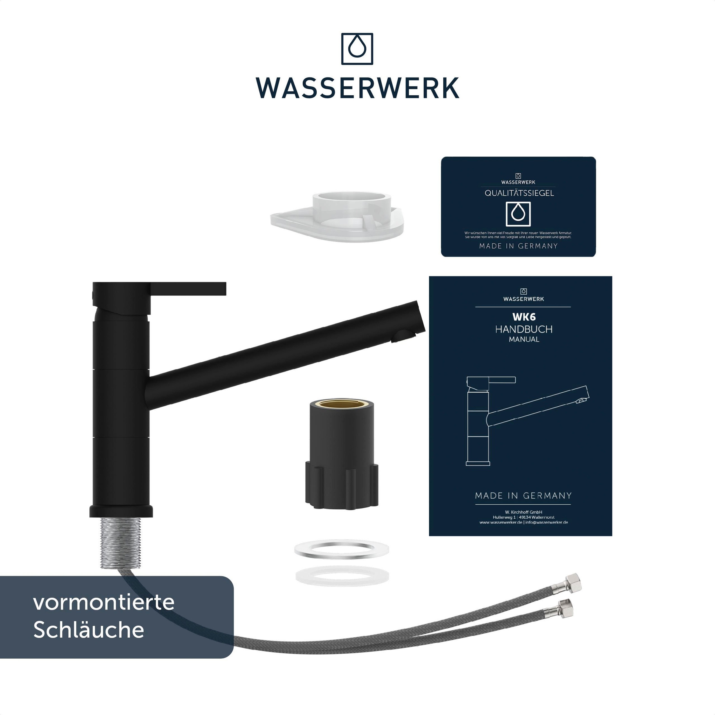 WASSERWERK Spültischarmatur »WK 6, Wasserhahn, Küche, Einhebelmischer«, 150° schwenkbar, geräuscharm