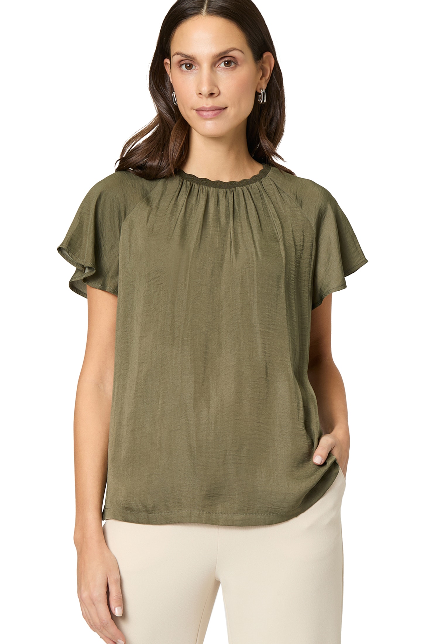 Zero Klassische Bluse »Blusenshirt mit kurzen Rüschenärmeln«