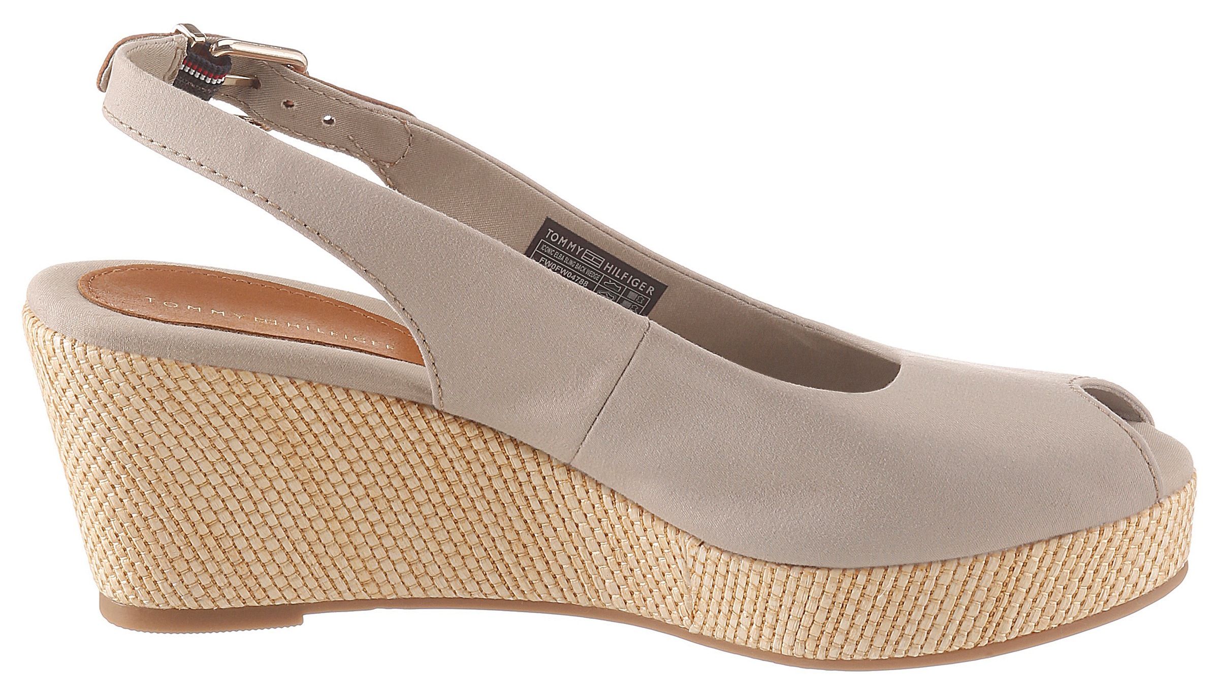 Tommy Hilfiger Sandalette »ICONIC ELBA SLING BACK WEDGE«, mit Jutebesatz