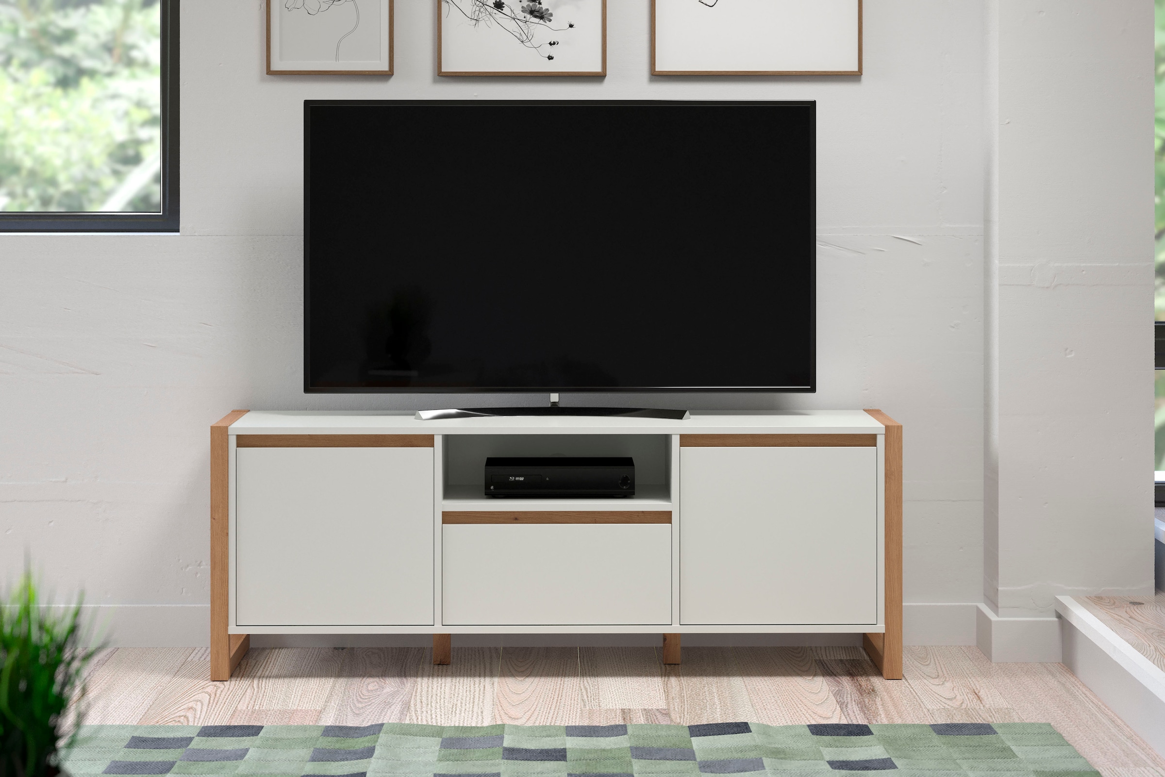andas Lowboard »Drammen«, TV Schrank, hellbraun / weiß, matt, Breite 150 cm