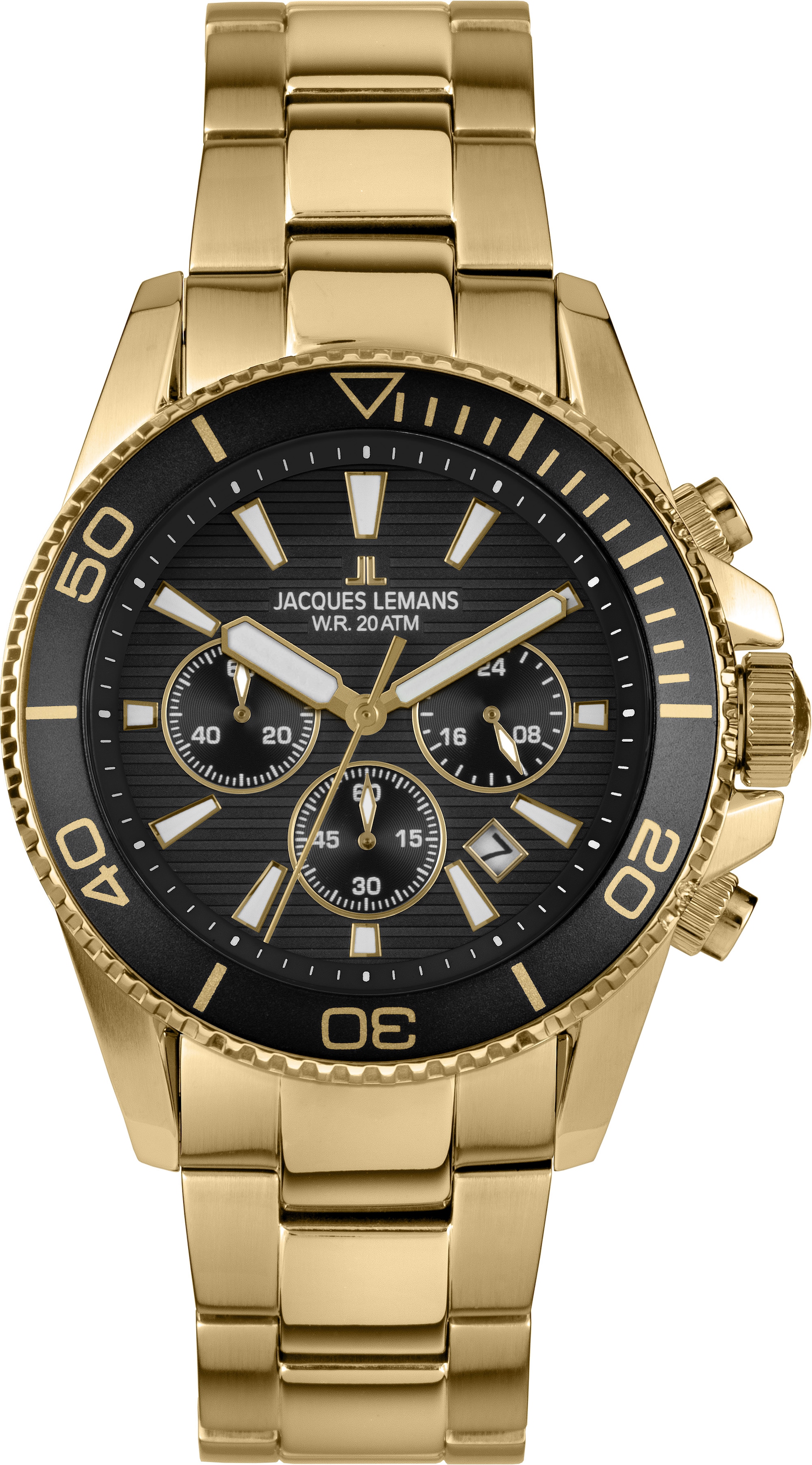 Jacques Lemans Chronograph »Liverpool Diver« Quarzuhr, Armbanduhr, Herrenuhr, Edelstahlarmband, analog, Tag