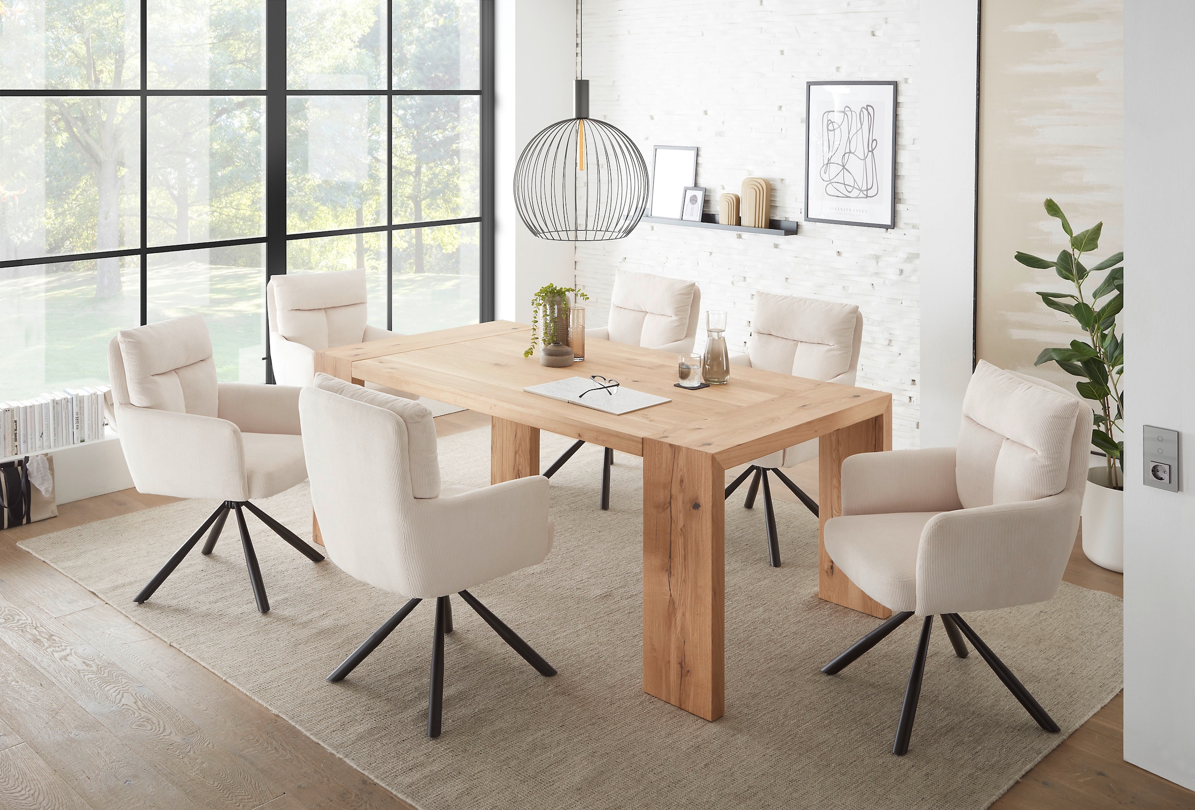 Stolkom Esstisch »Anno Esszimmertisch Eiche Massivholz geölt, FSC, BxHxT 200x76x100 cm«, Eiche Massivholz geölt, FSC®-Zertifiziert, Flächenbelastung bis 90 kg