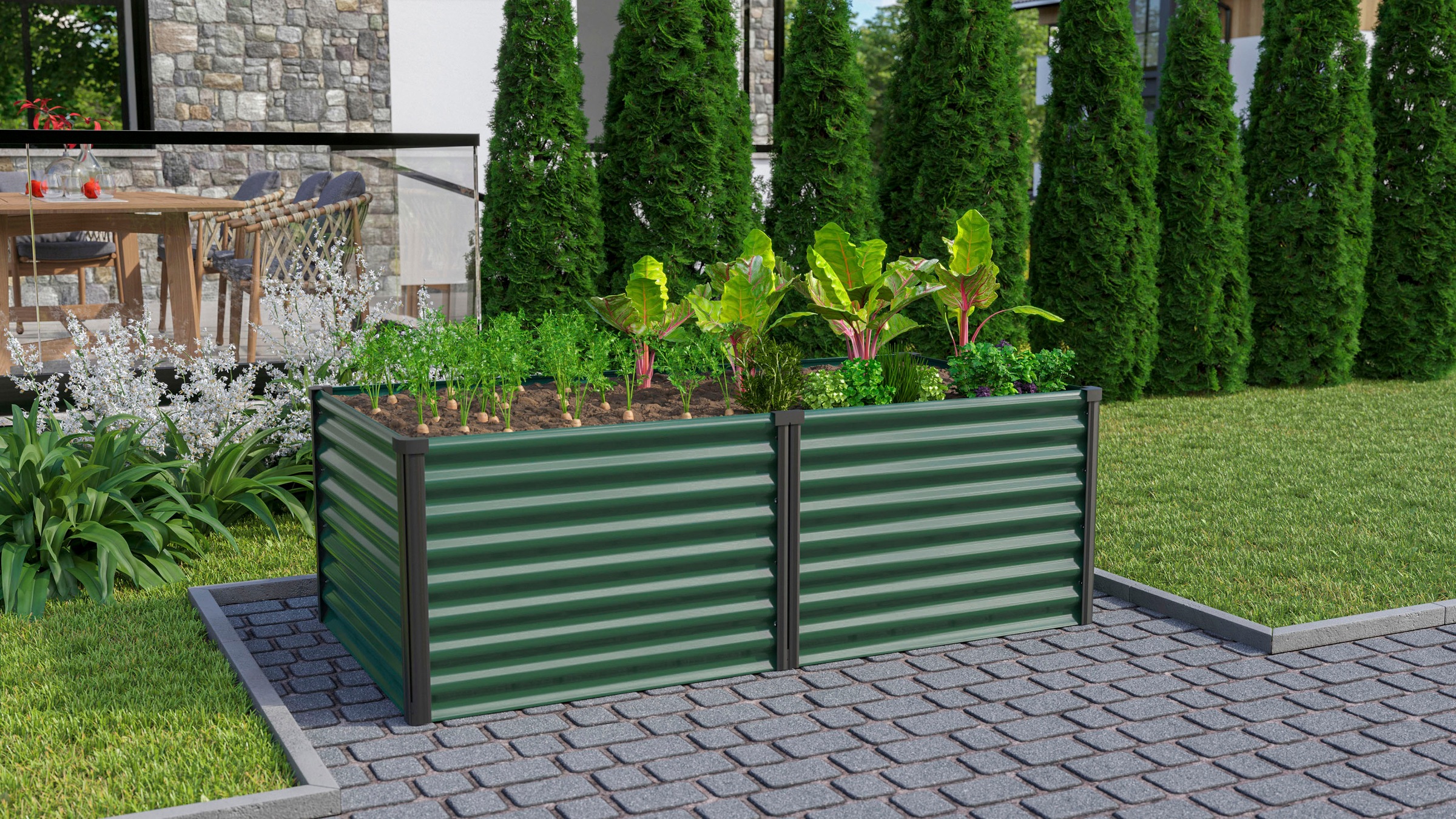 Vitavia Hochbeet »Meta 630« BxTxH: 96x188x63 cm, seegras/schwarz