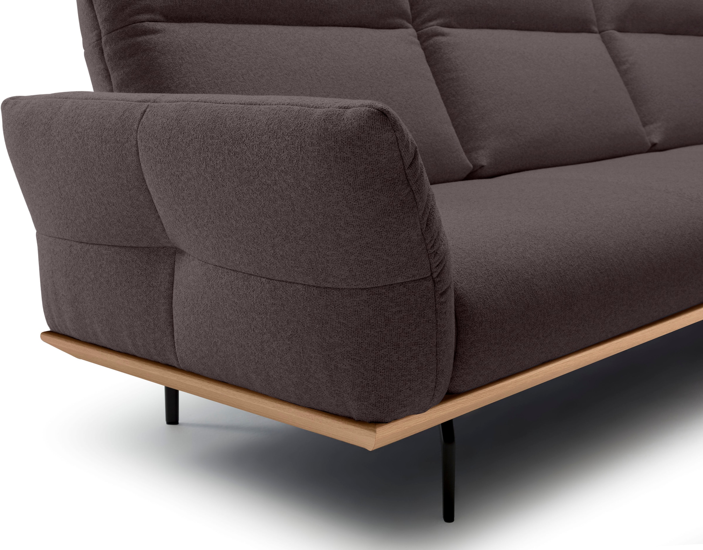 Creation BY ROLF BENZ Ecksofa »CR.460, Design-Sofa der Extraklasse, verstellbare Rückenlehne, L-Form« Sockel in Eiche, Winkelfüße in Umbragrau, Breite 338 cm
