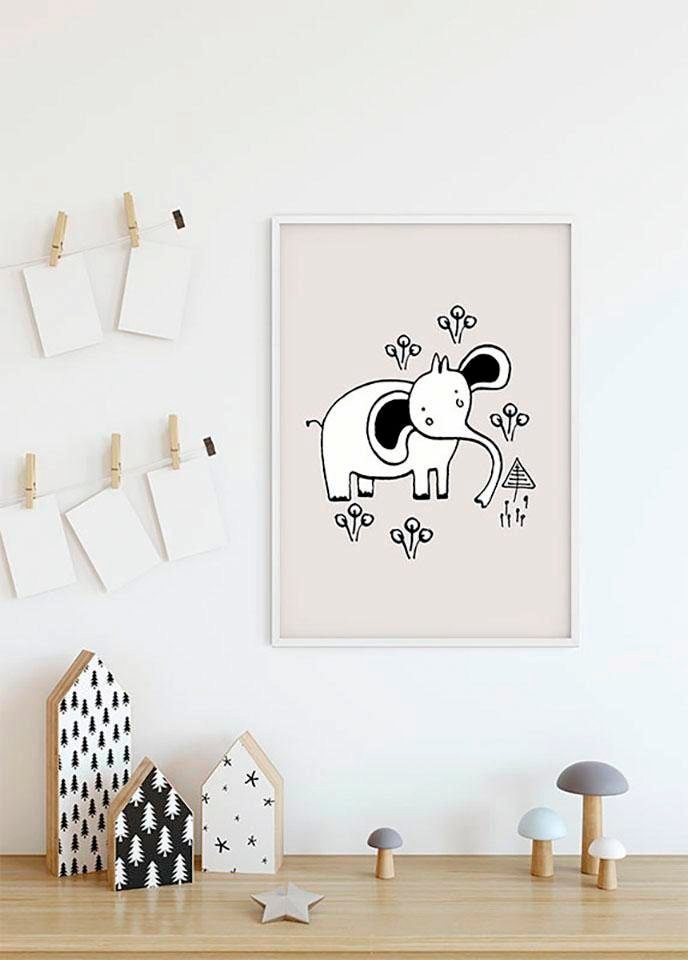 Komar Bild »Scribble Elephant« Tiere 1 Stk. tlg. Wandbild zur Dekoration - ohne Rahmen