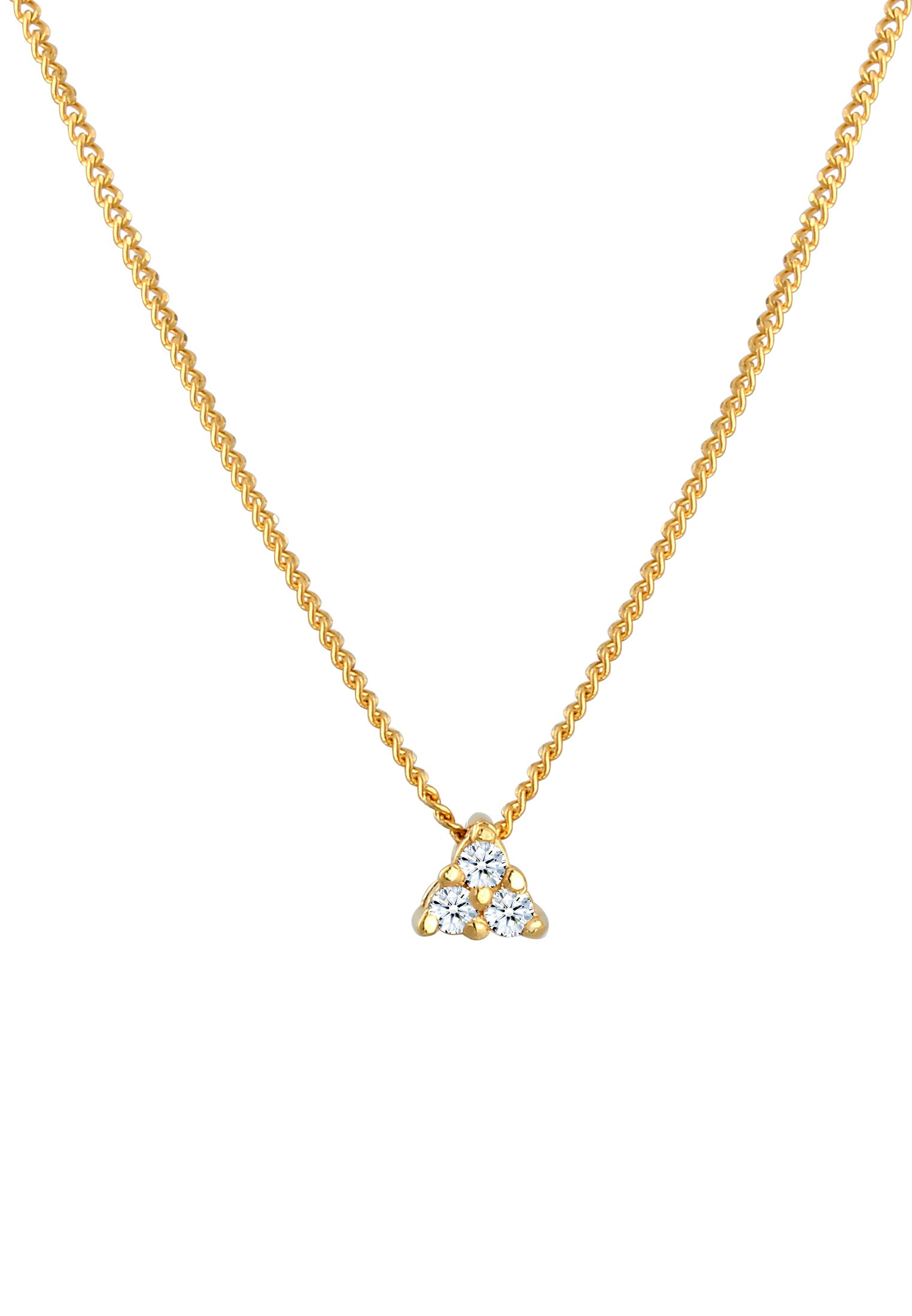 Elli DIAMONDS Silberkette »Halskette Dreieck Diamant Weiß Brillantschliff (0.045ct) 585 Gelbgold«