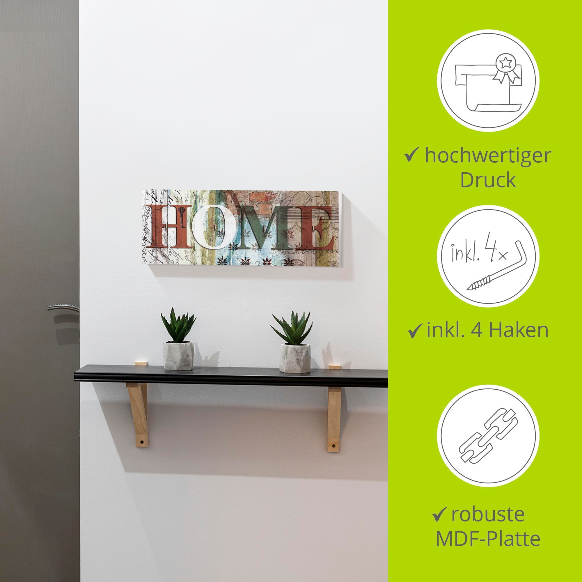Artland Hakenleiste »Buntes zu Hause in taktvollen Farben«, MDF