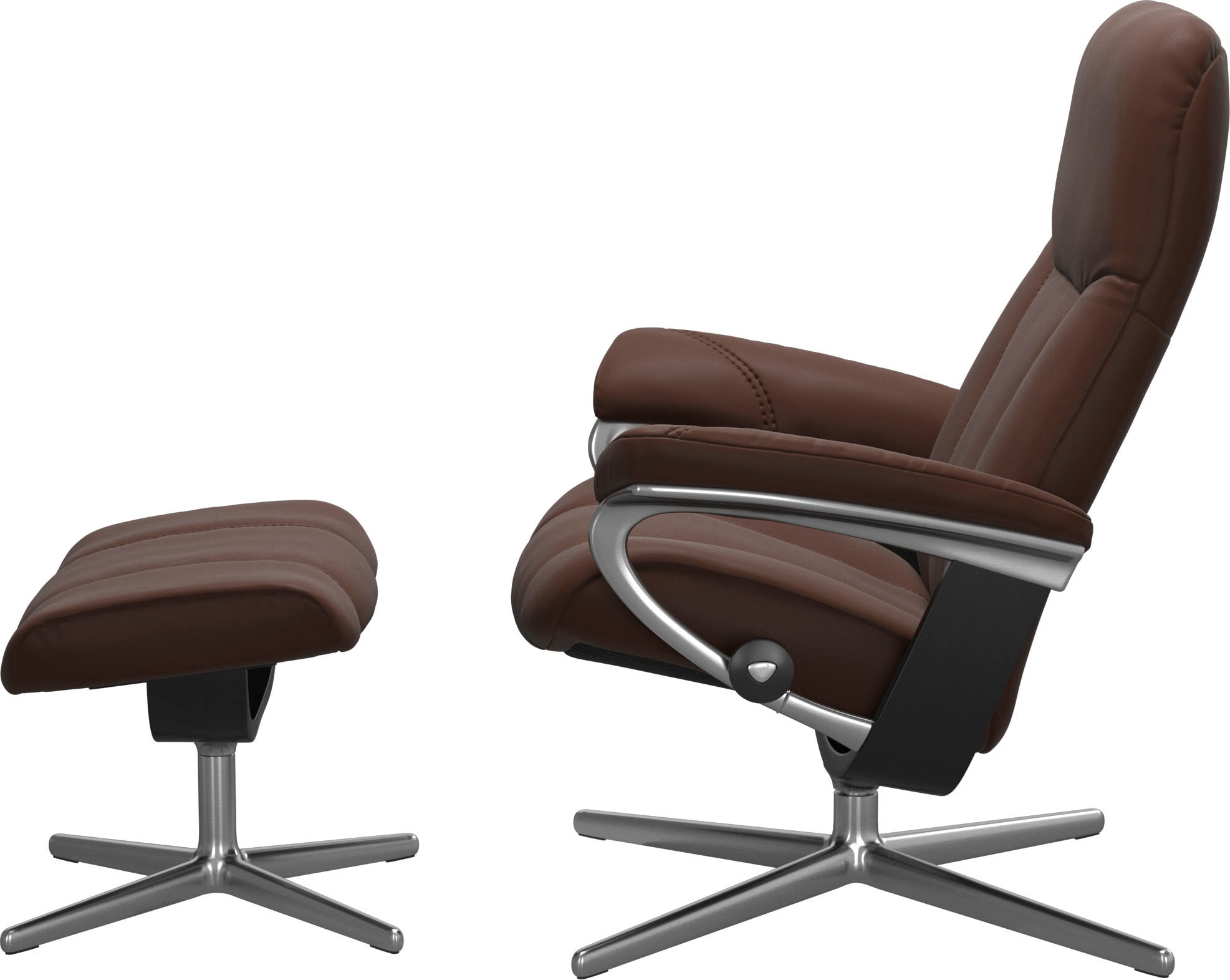 Stressless® Relaxsessel »Consul« Set, Relaxsessel mit Hocker,  mit Hocker, mit Cross Base, Größe S, M & L, Holzakzent Schwarz
