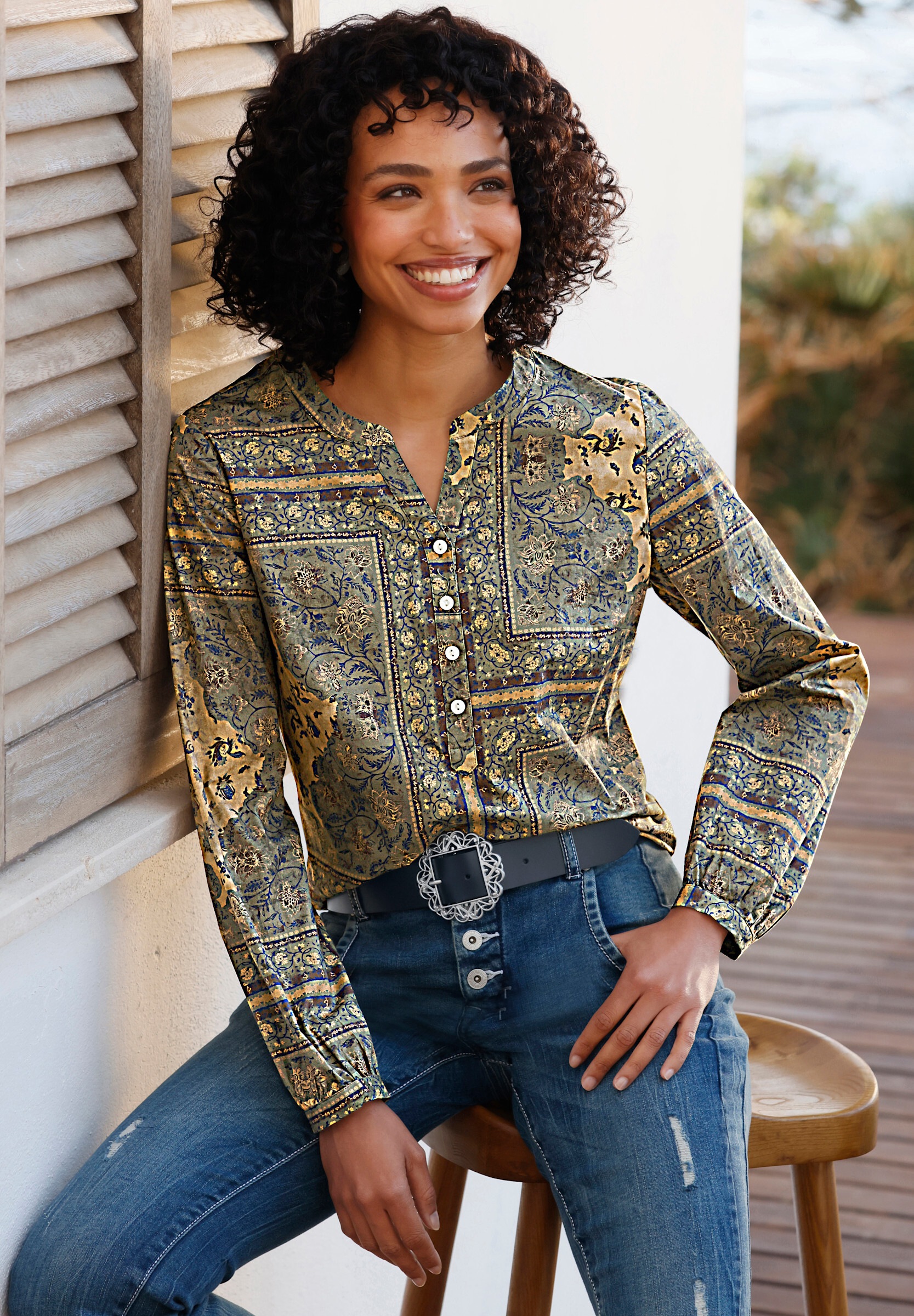 heine Klassische Bluse »Druckbluse Druckbluse mit Floral-Dessin«