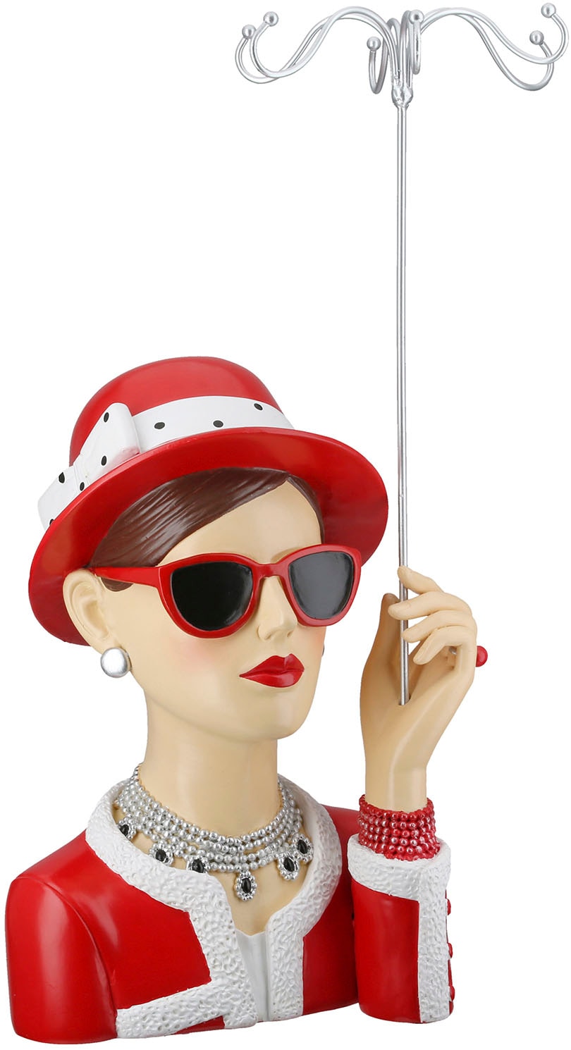 GILDE Schmuck Etagere »Figur; Schmuckständer Frau Chloe rot; silberfarben H. 39,5 cm« Mit integriertem Schmuckhalter, Skulptur