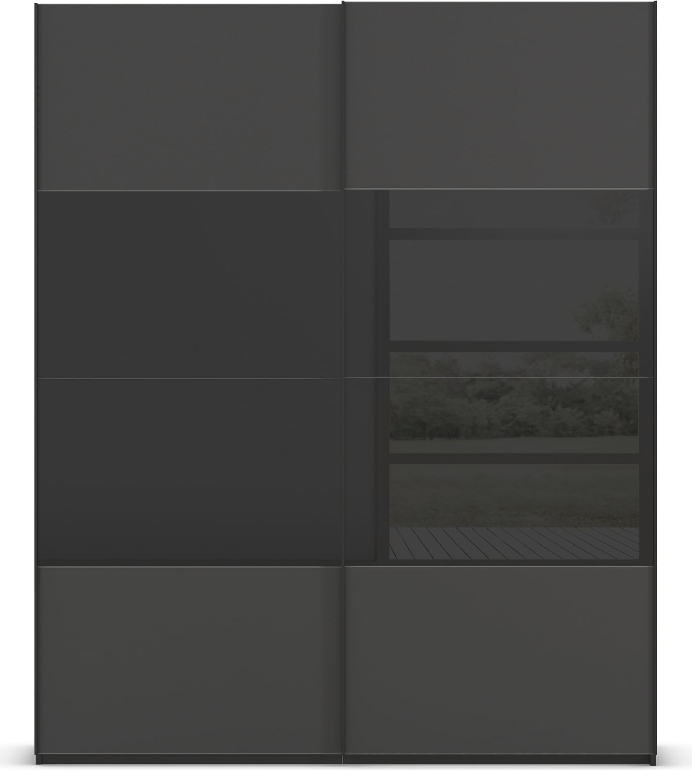 rauch Schwebetürenschrank »Kleiderschrank Schrank Garderobe Schlafzimmerschrank SCALE-FYRA«, edle Türen viergeteilt Glas matt/glänzend viele Farben MADE IN GERMANY