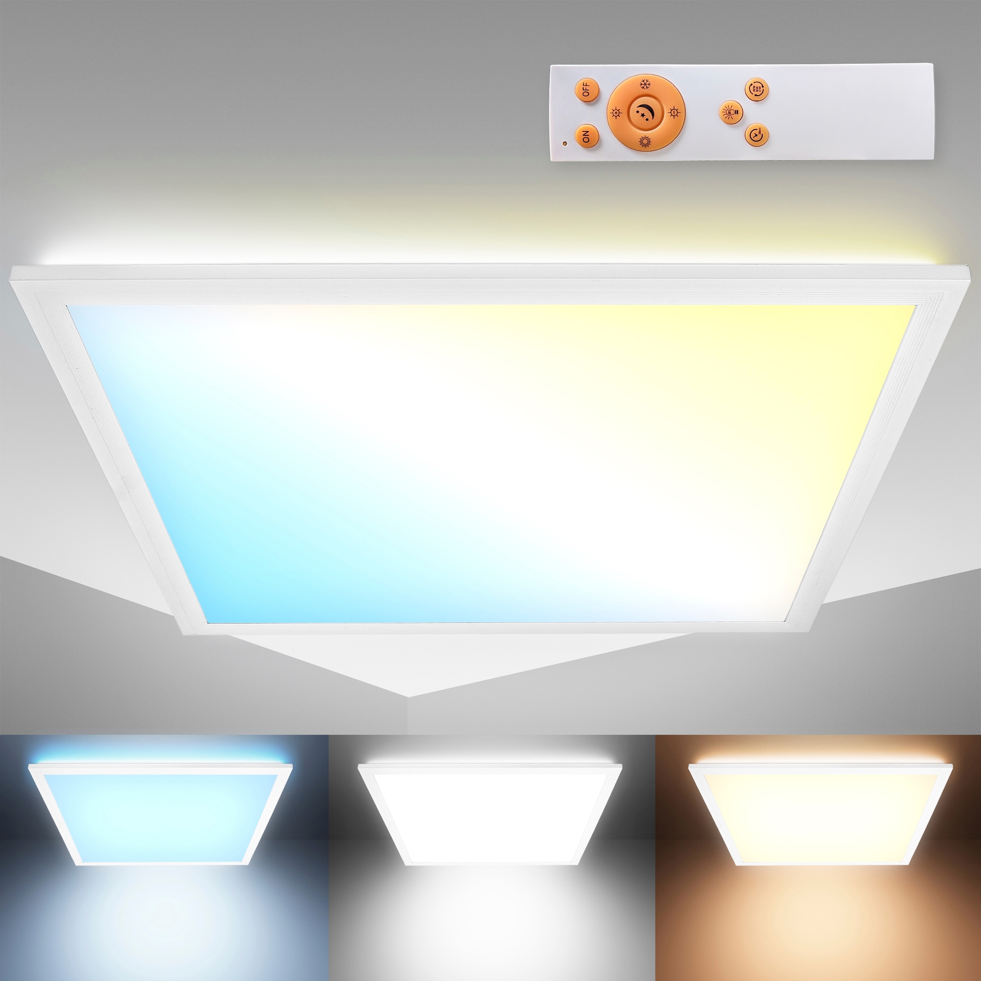 B.K.Licht LED Deckenleuchte, mit und 24 Garantie LED-Platine LED Watt, 3.000 dimmbar Panel mit XXL Fernbedienung 2.500lm, | 6.500K 3 - online Hintergrundbeleuchtungseffekt, Jahren kaufen CCT