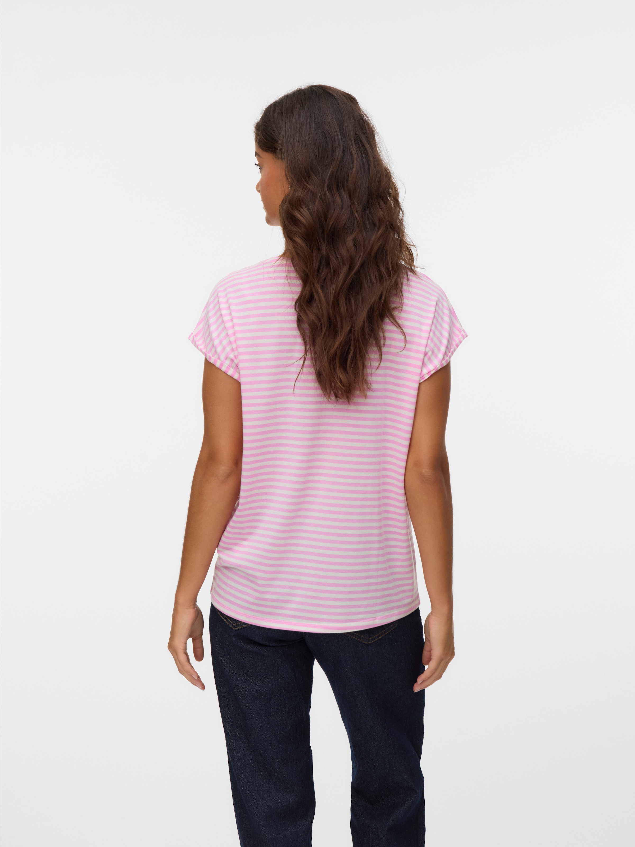 Vero Moda Rundhalsshirt »VMAVA PLAIN SS TOP STRIPE GA JRS NOOS«
