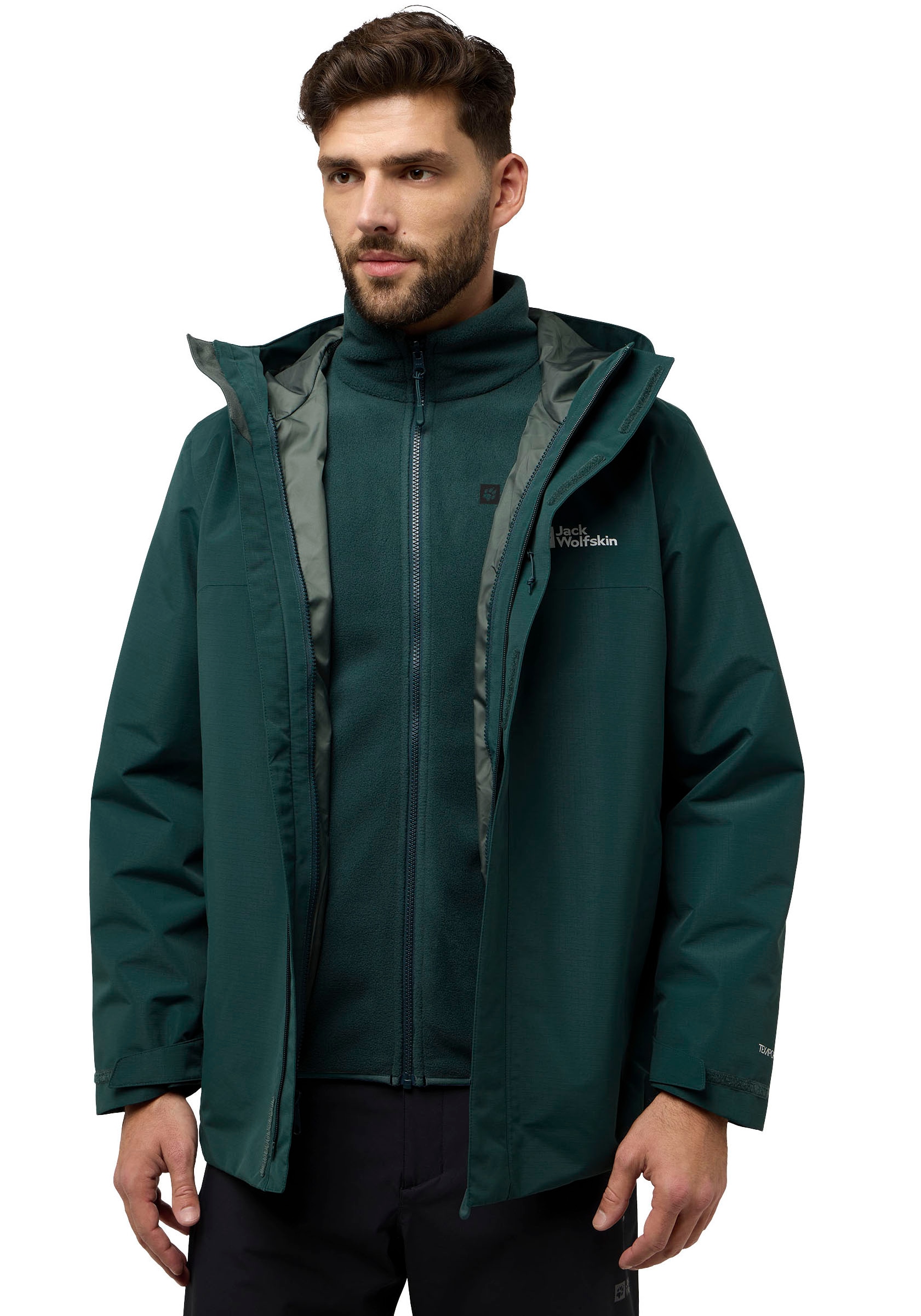 Jack Wolfskin 3-in-1-Funktionsjacke »ALTENBERG 3IN1«, mit Kapuze, 3in1, wasserabweisend, Übergangsjacke