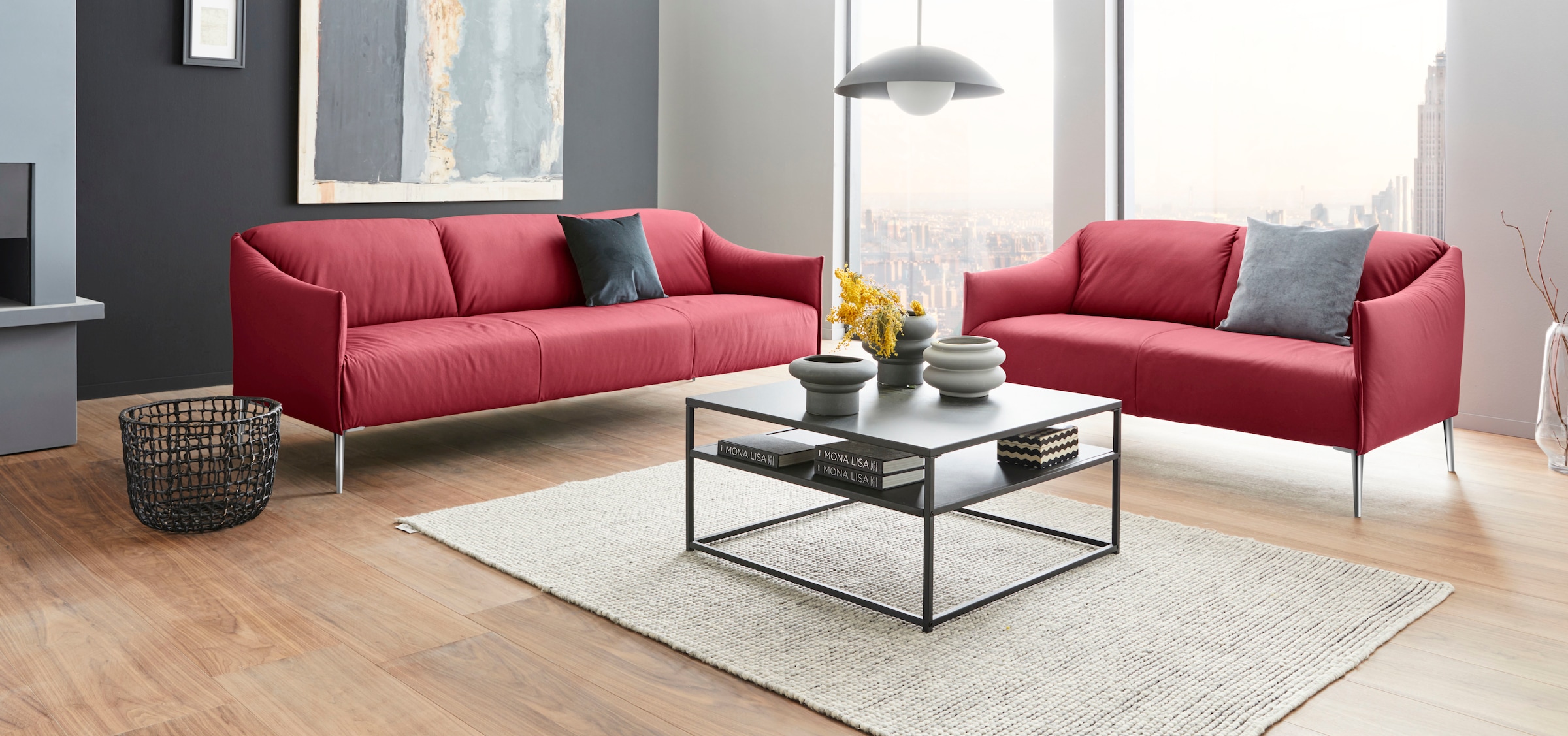 W.SCHILLIG 3-Sitzer »sally«, mit Metallfüßen in Chrom glänzend, Breite 224 cm