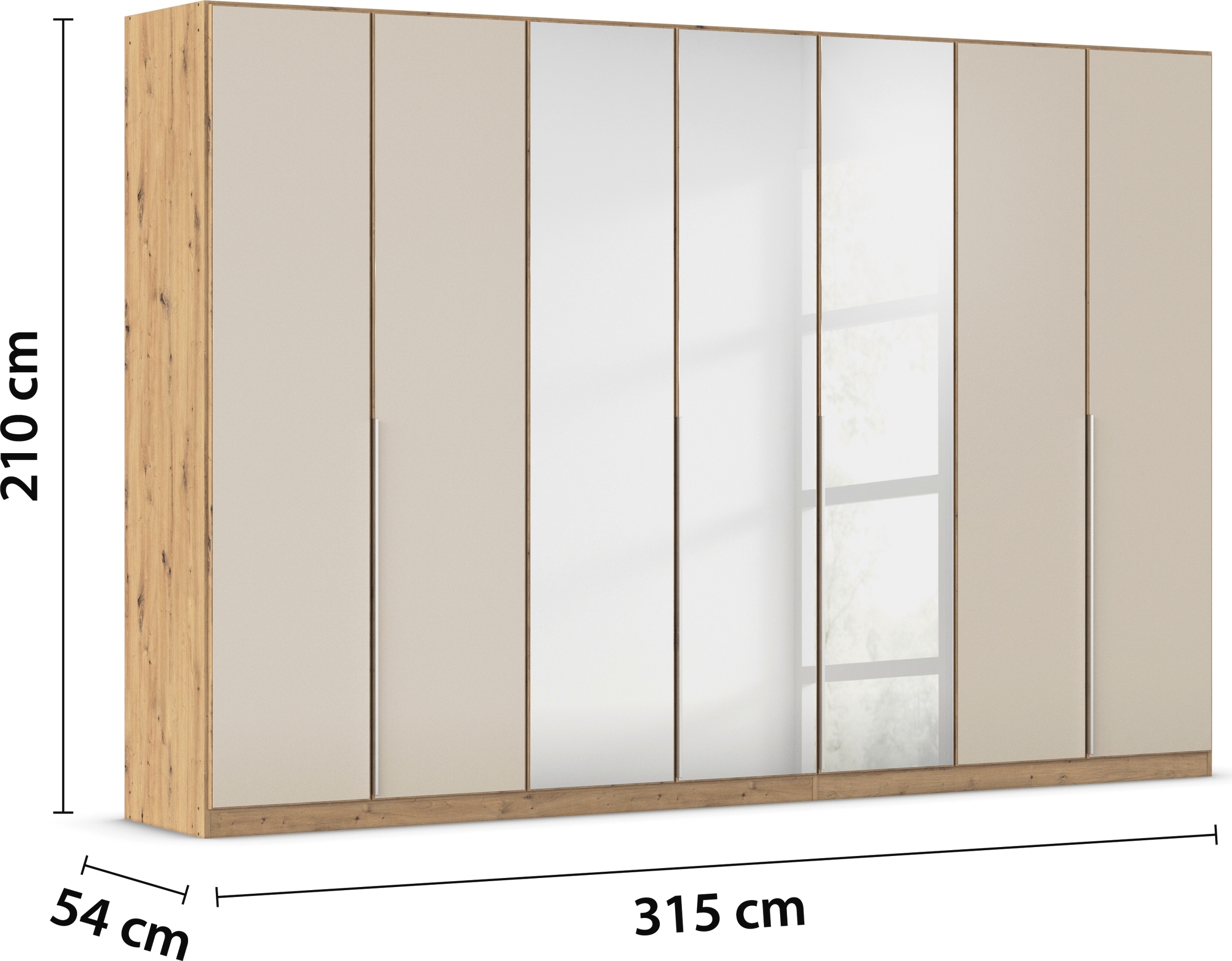 rauch Drehtürenschrank »Kleiderschrank Kleiderschränke Schrank Garderobe AGORDO mit Glasfront«, (in zwei Griff-Farben), durchdachte Innenausstattung, in 6 Breiten und 2 Höhen MADE IN GERMANY