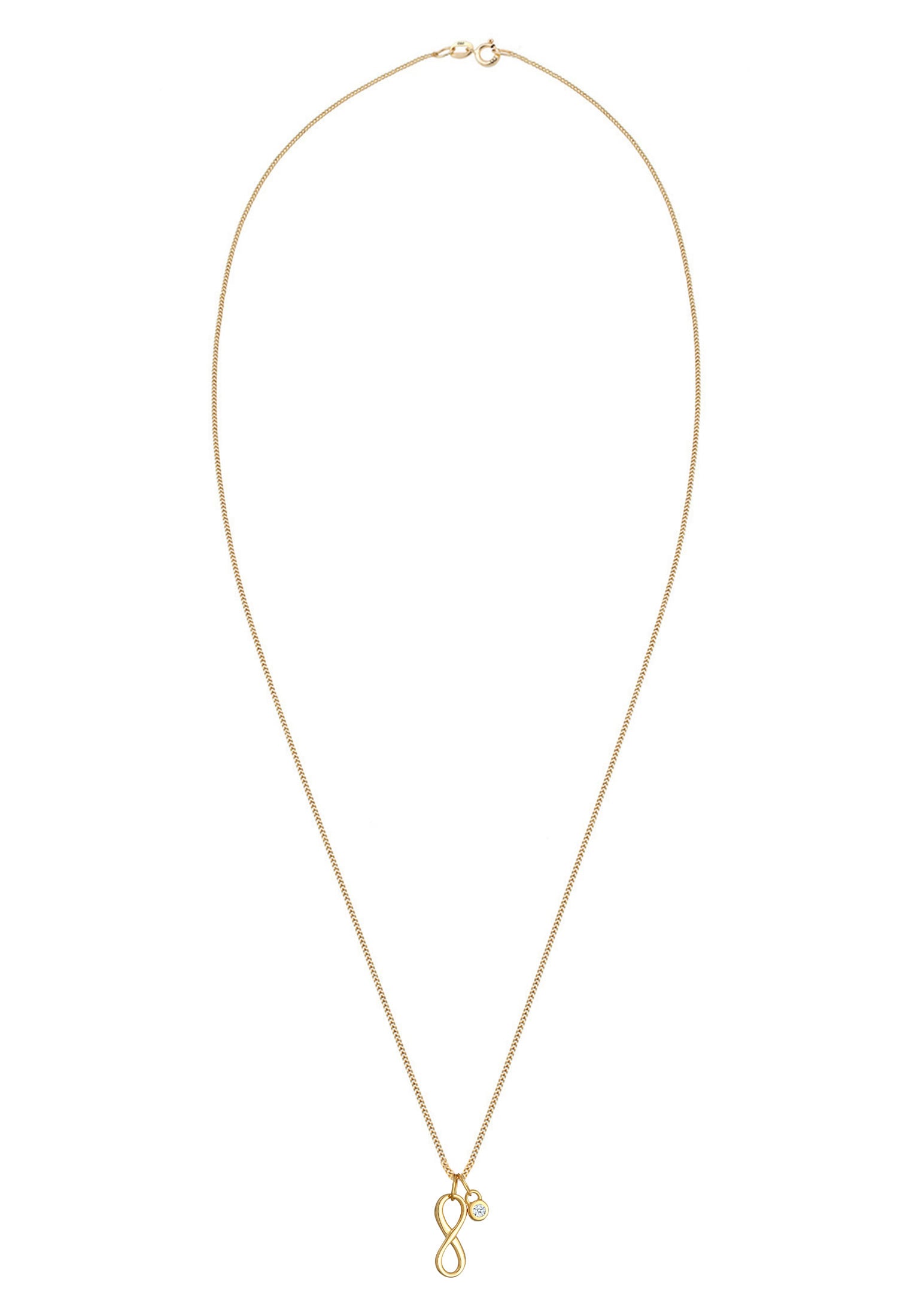 Elli DIAMONDS Silberkette »Halskette Infinity Diamant Weiß Brillantschliff (0.03 ct) 585 Gelbgold«