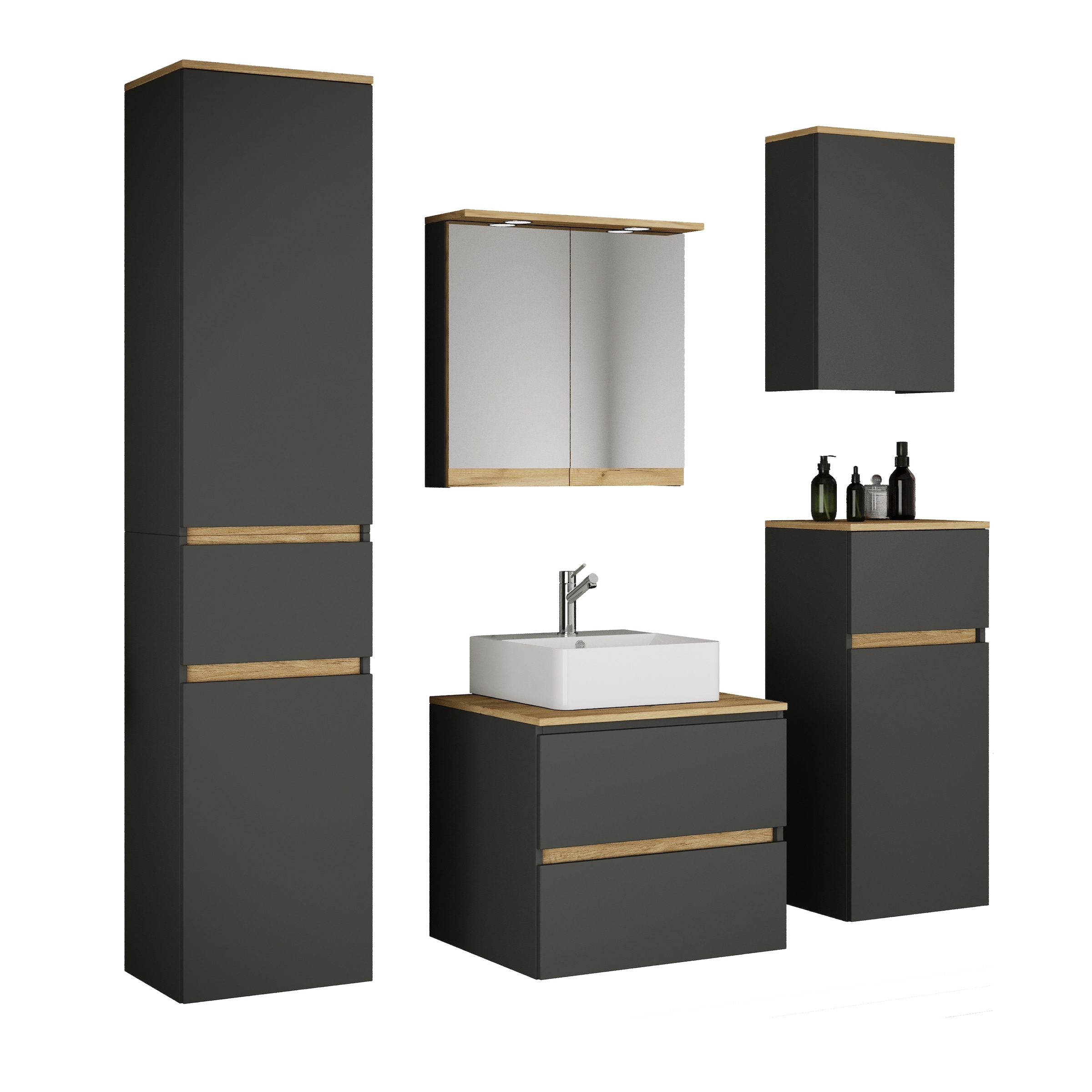VCM Waschtisch »6 tlg. Badmöbel-Set mit Waschbecken Cosila-A 60 cm« 6 Stk. tlg.