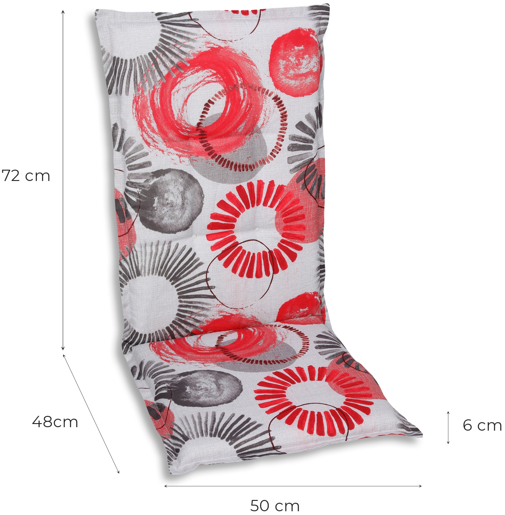 GO-DE Hochlehnerauflage, Maße ca.: 50 cm x 120 cm x 6 cm