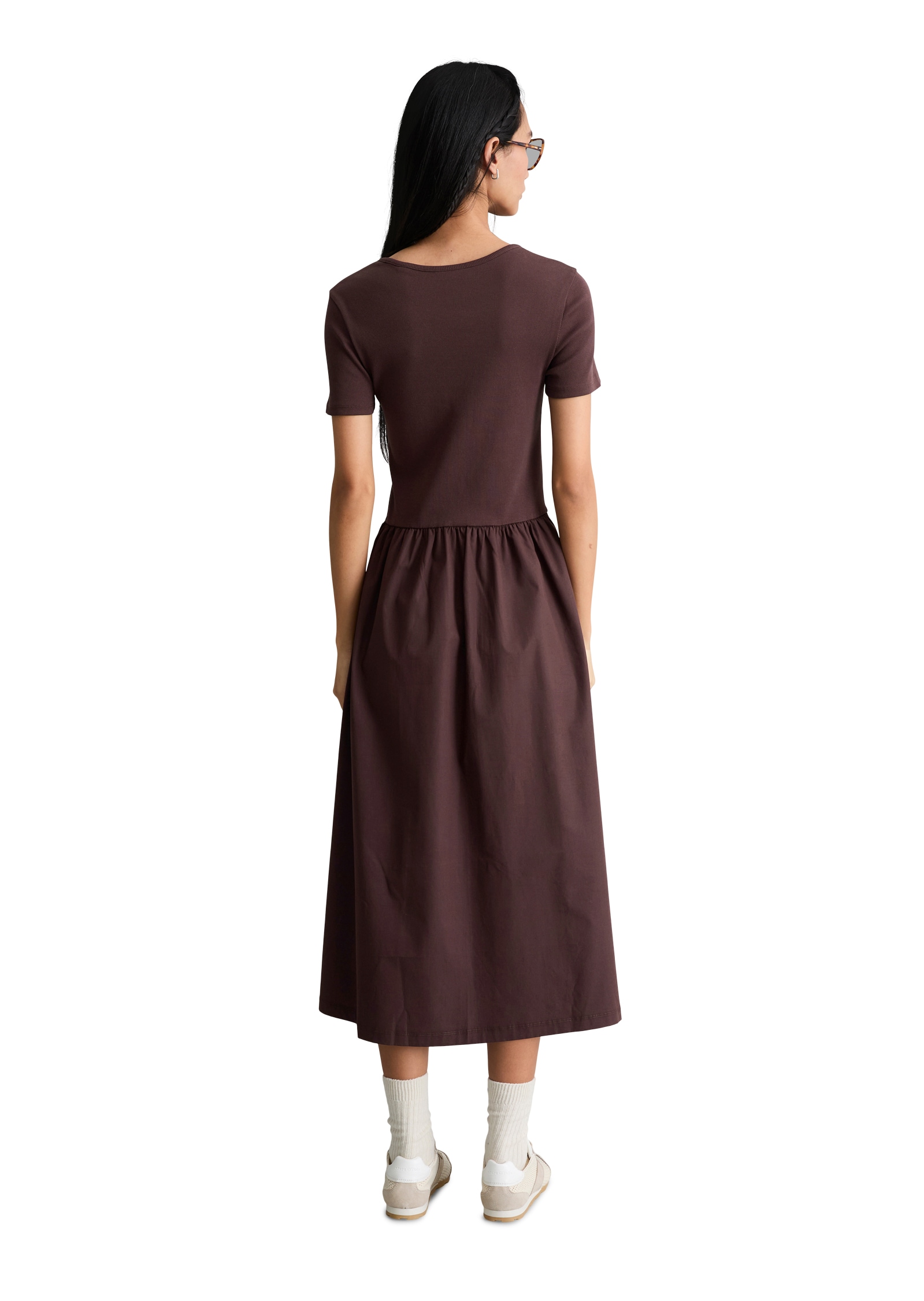 Marc O'Polo DENIM Jerseykleid Seitennahttaschen flared mit Baumwoll-Popelinerock