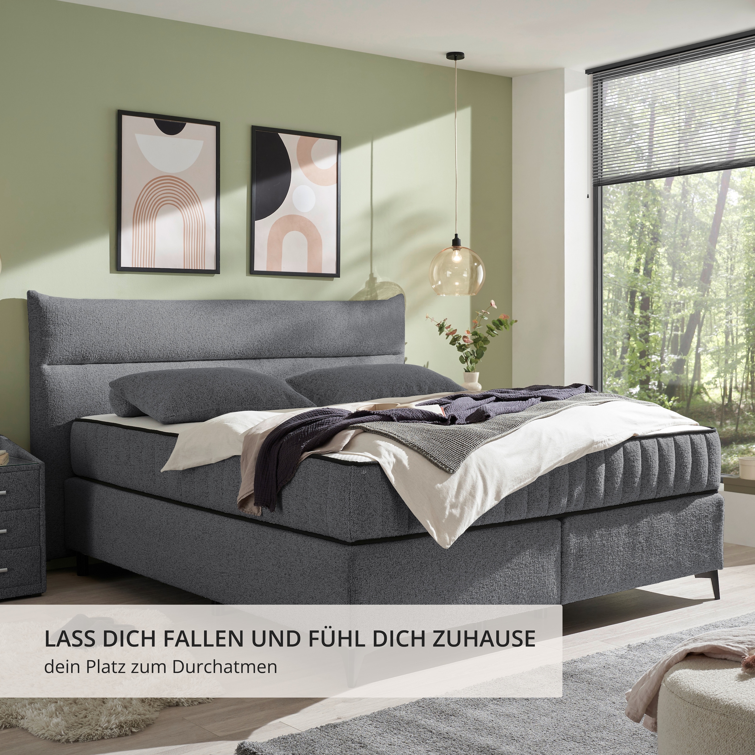 ED EXCITING DESIGN Boxspringbett »Vlieland« Premium 9-Zonen-Tonnentaschenfederkern Duo-Matratze mit Kokosmatte